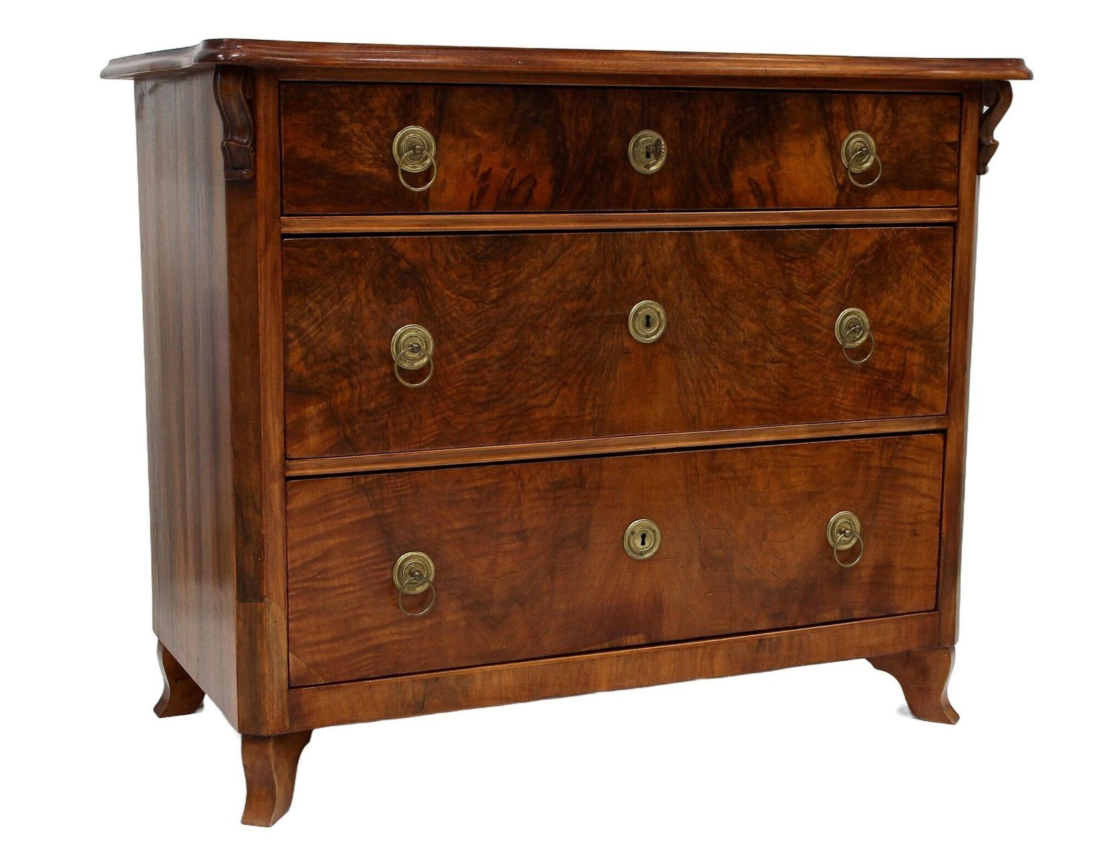 photo vinterior 19th Century Biedermeier Chest Of Drawers With Carvings, Nutwood   At Ca. 1860