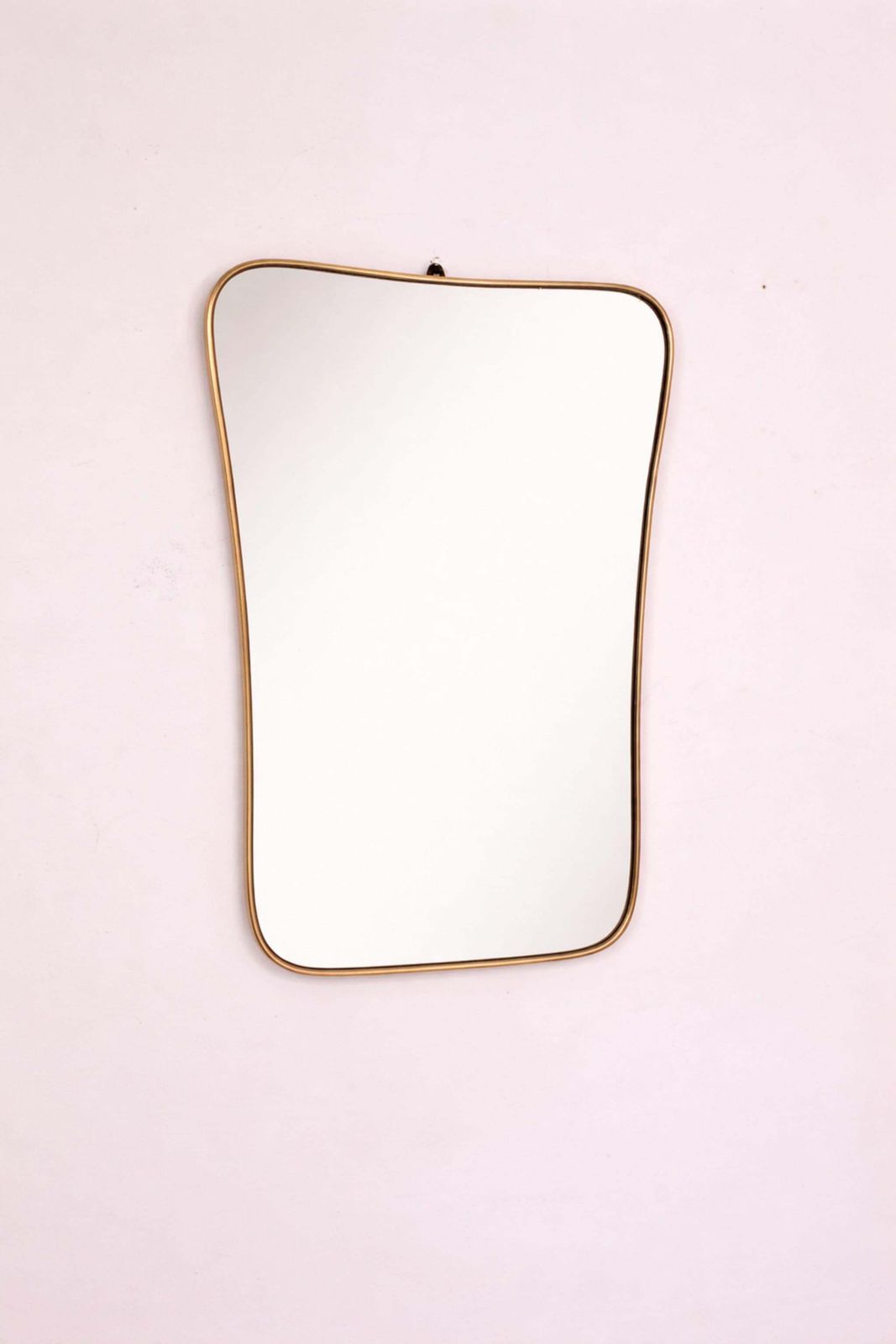 Iconic Italian Mid Century Modern Brass Shield Mirror By Gio Ponti, 1950s photo vintage