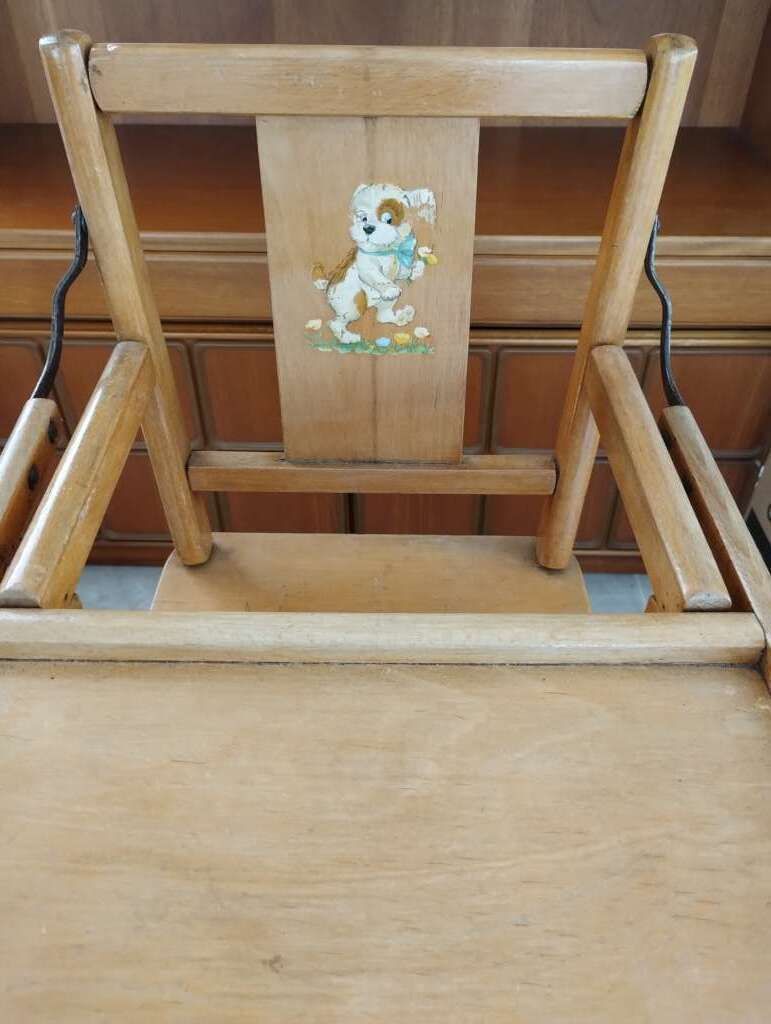 1960's Wooden Highchair / Childs Seat And Table photo Furniture
