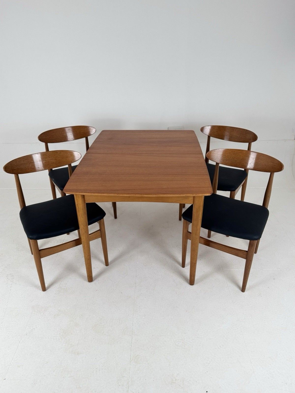 Mid Century  Rectangle Extending Jentique Dining Table 4 Matched Chairs Teak Mcm photo furniture