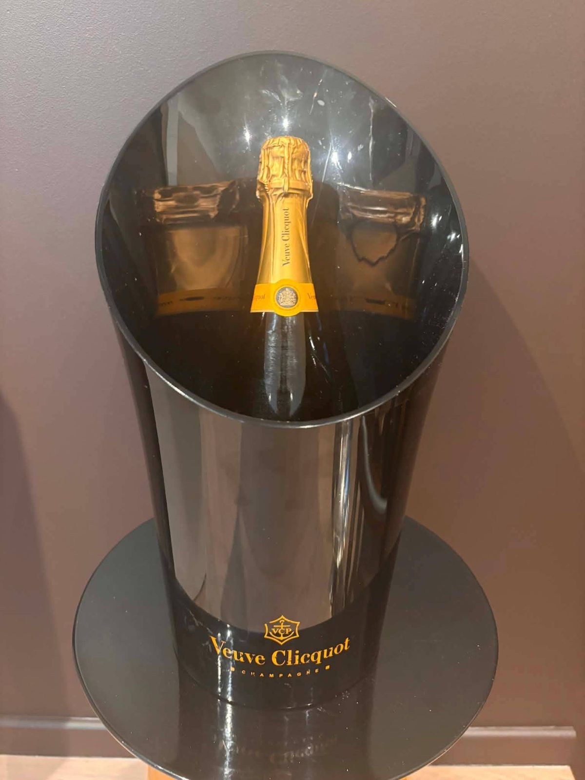 photo for sale Vintage Veuve Clicquot Champagne Bucket: Black Bar Cart Decor.