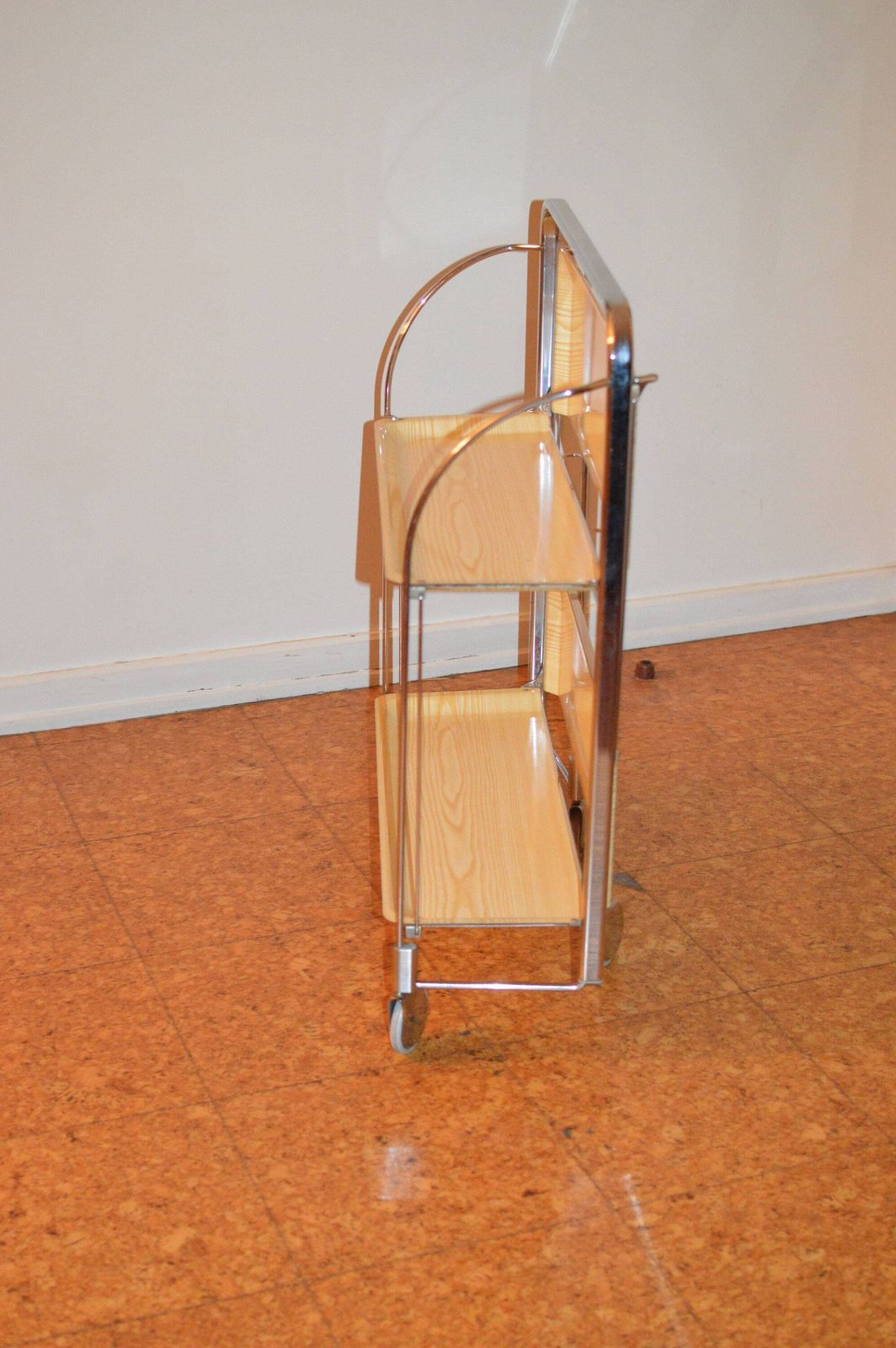 Mid Century Modern Folding Serving Trolley Dinett Foldable Chromed Metal Trolley, Vintage Bar Cart, Made In Germany, Retro Bar photo buy