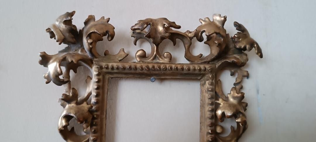 Antique Carved And Gilded Wooden Frame With Scrolls, Tuscany, 19th Century photo 366.0