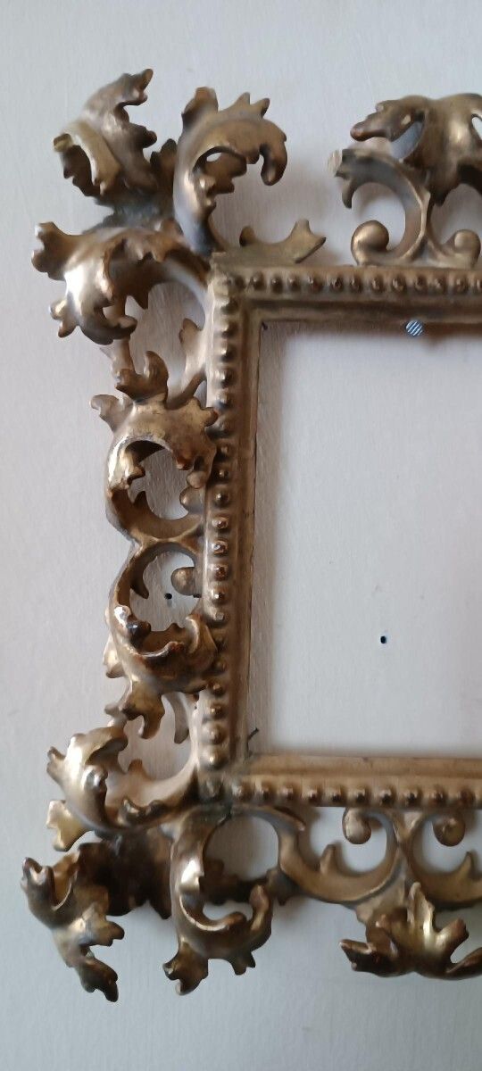 Antique Carved And Gilded Wooden Frame With Scrolls, Tuscany, 19th Century photo buy