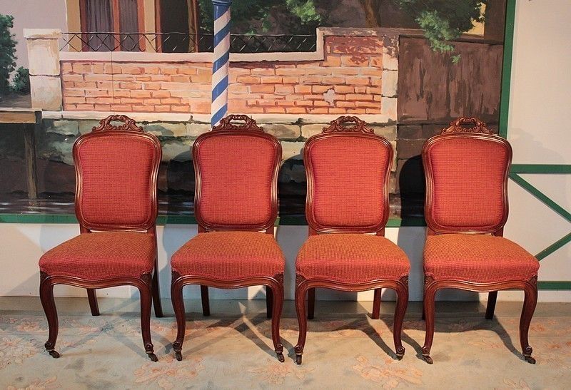 Suite Of 4 Nap Chairs. III Cuban Mahogany Jeanselme 19th