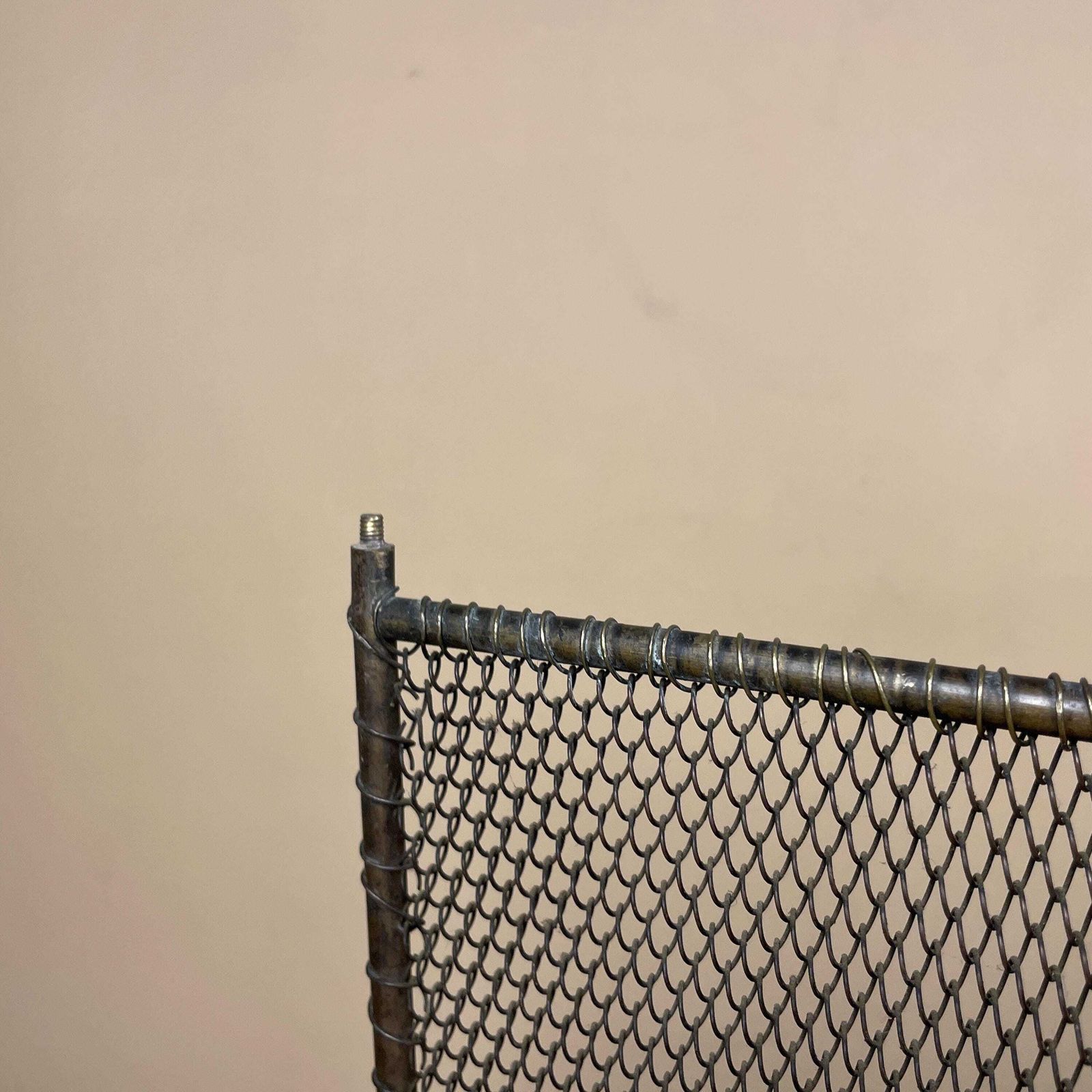 photo for sale Antique Fireguard Fireplace Screen Gold Brass Metal Frame Vintage Fire Guard Fold Down Victorian Ornate Freestanding Pattern Mesh Rectangle