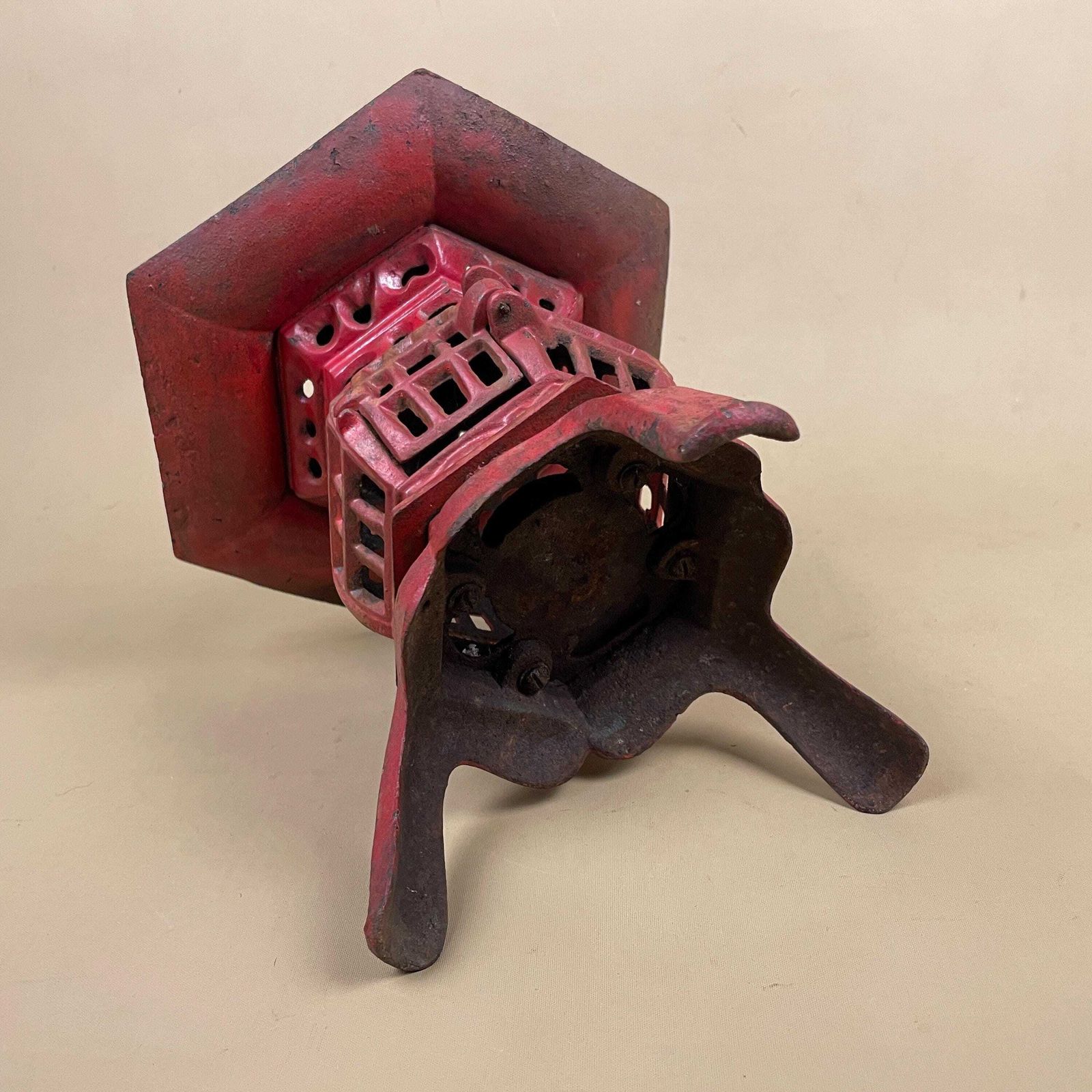 photo for sale Japanese Pagoda Lantern Oriental Lamp Cast Metal Asian Garden Light Red Indoor Outdoor Lighting Home Accent Candle Tealight Holder Antique