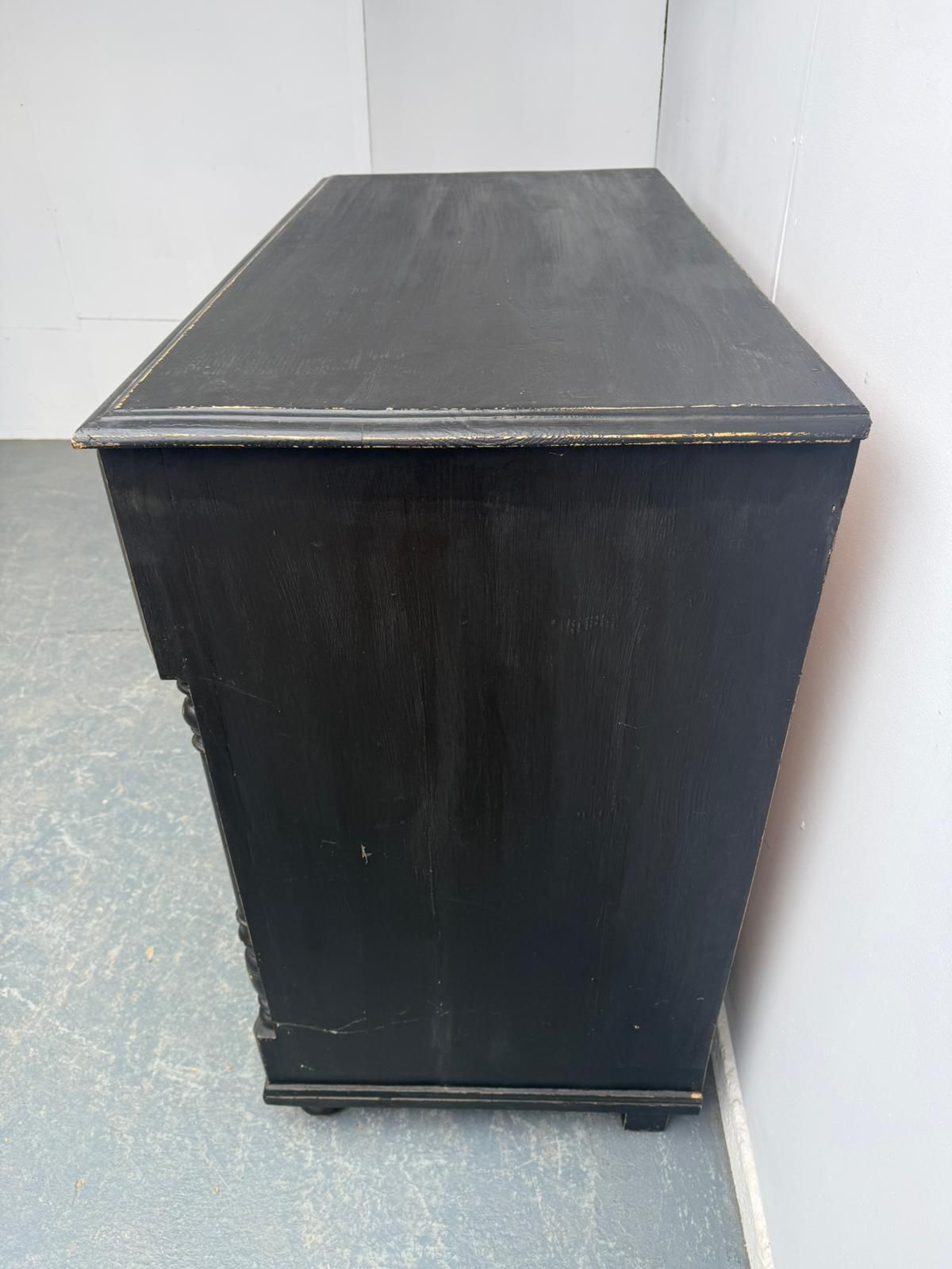 A Mint Clean Painted Black Original Hungarian 4 Drawer Victorian Chest Of Drawers photo for sale