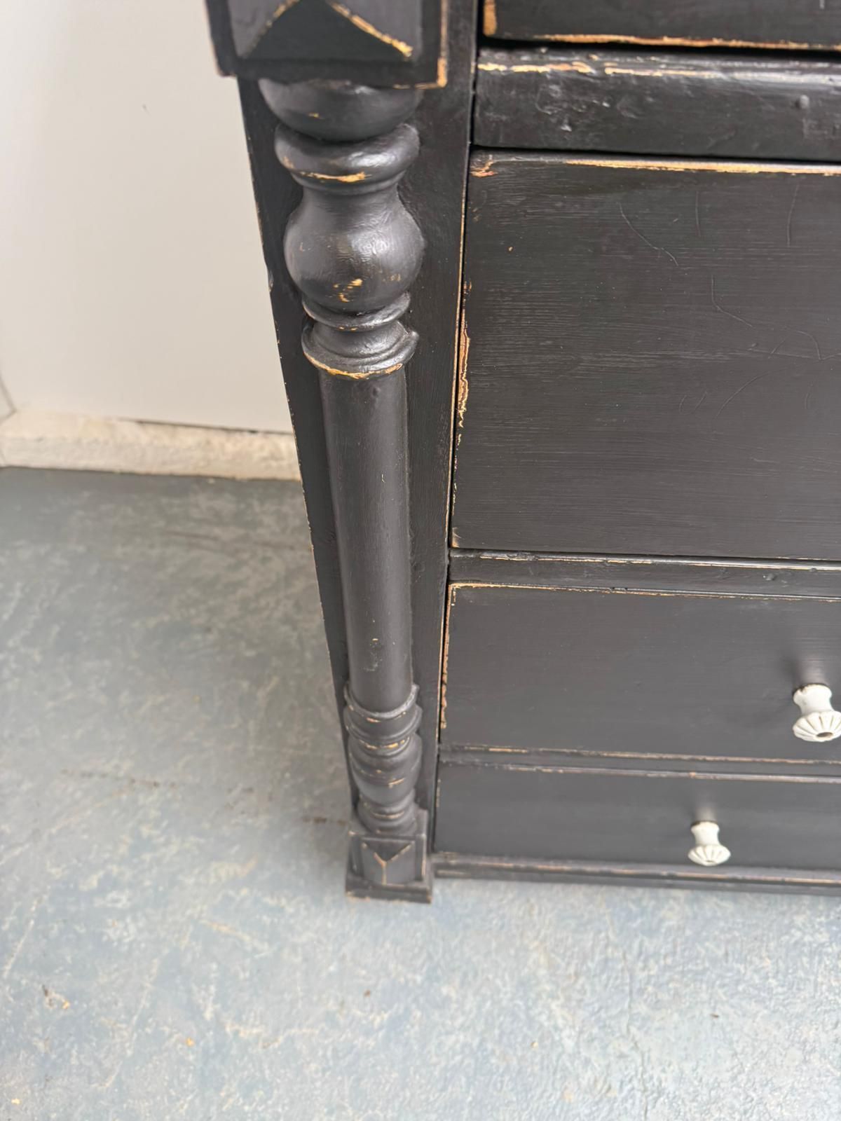 A Mint Clean Painted Black Original Hungarian 4 Drawer Victorian Chest Of Drawers photo 795.0