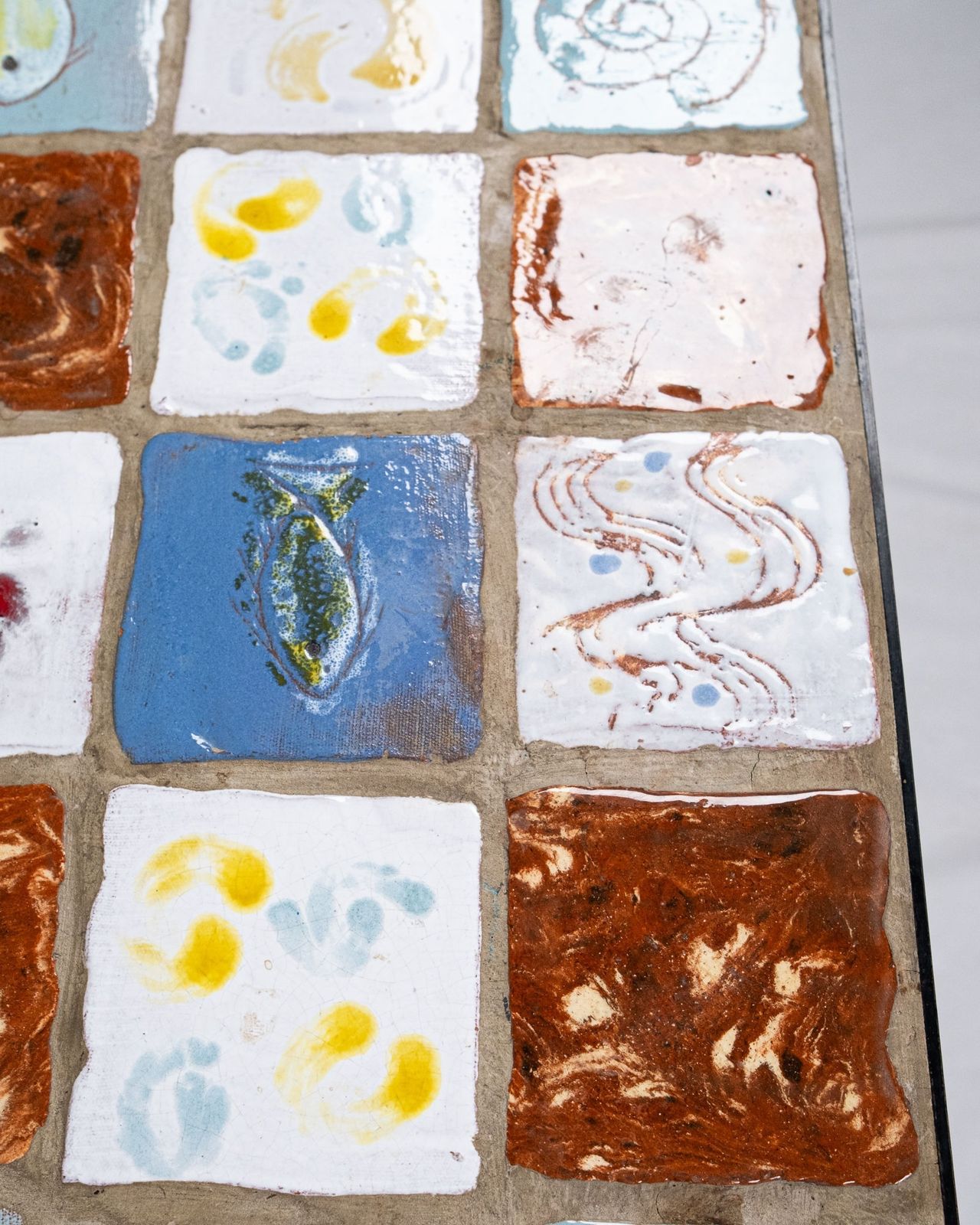 photo for sale Coffee Table In Wrought Iron And Glazed Ceramic Tiles, France, 2013