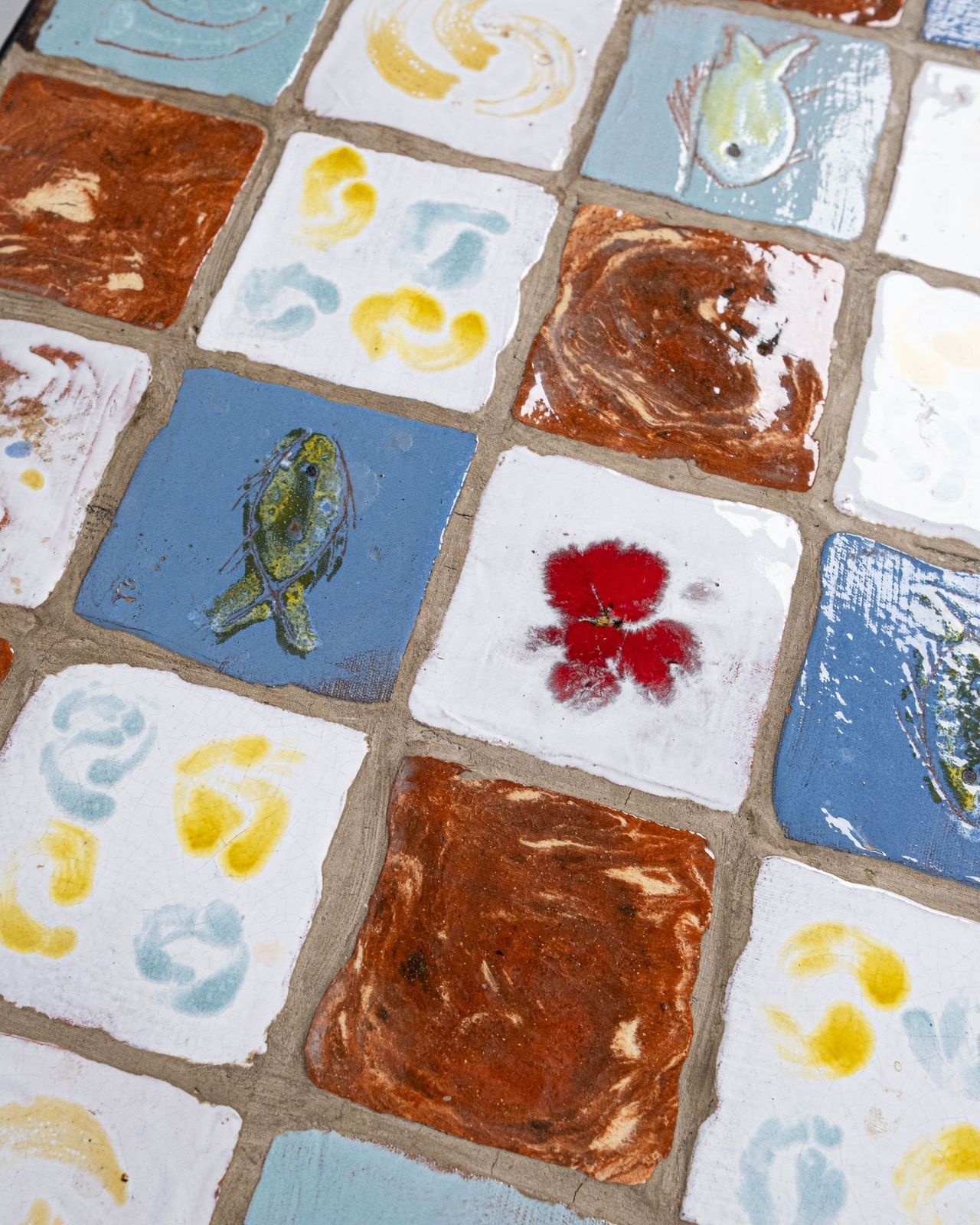 Furniture Coffee Table In Wrought Iron And Glazed Ceramic Tiles, France, 2013 photo