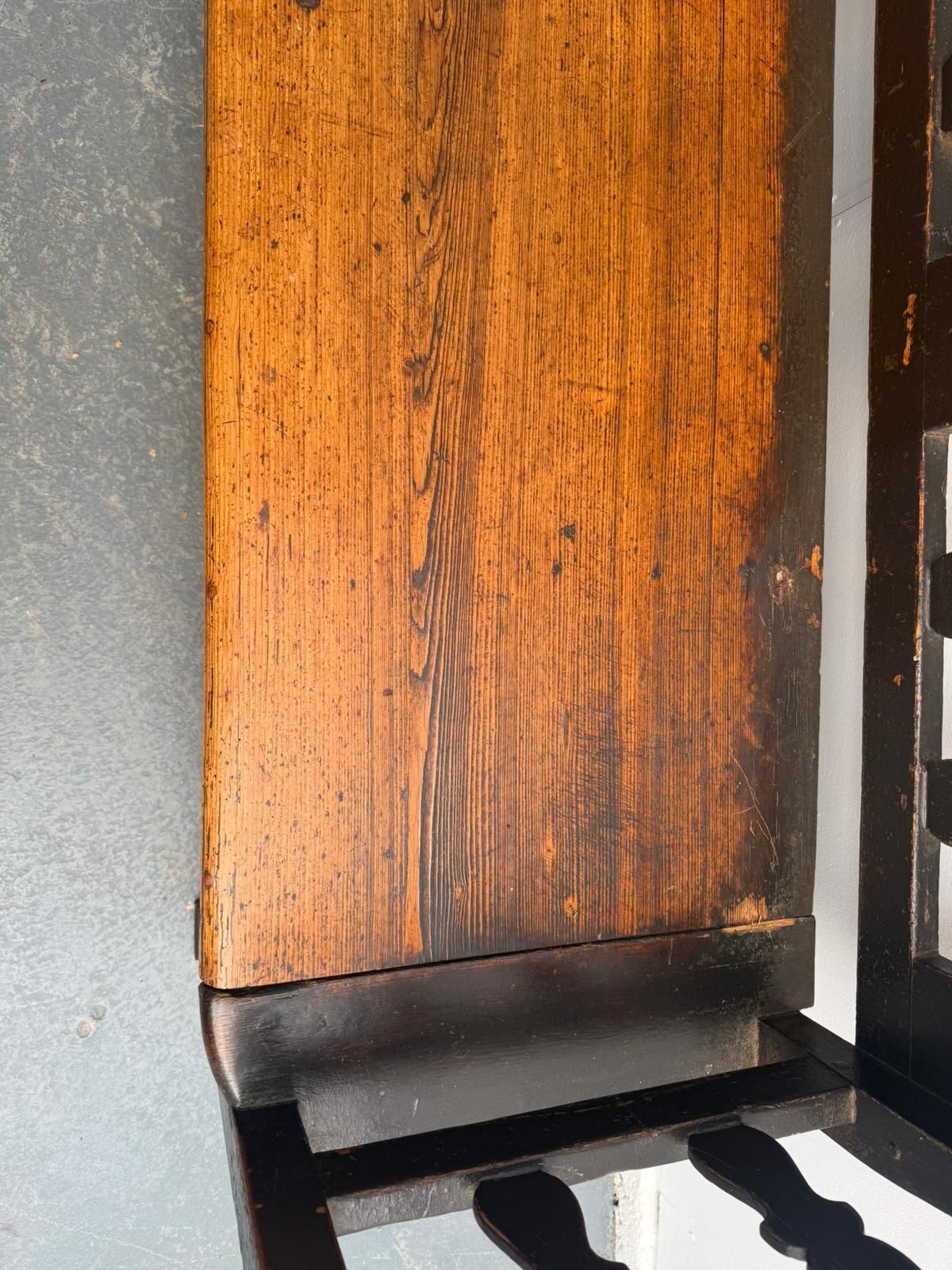 photo furniture A Georgian Original Hungarian Painted Black Pine 3 Seater Bench