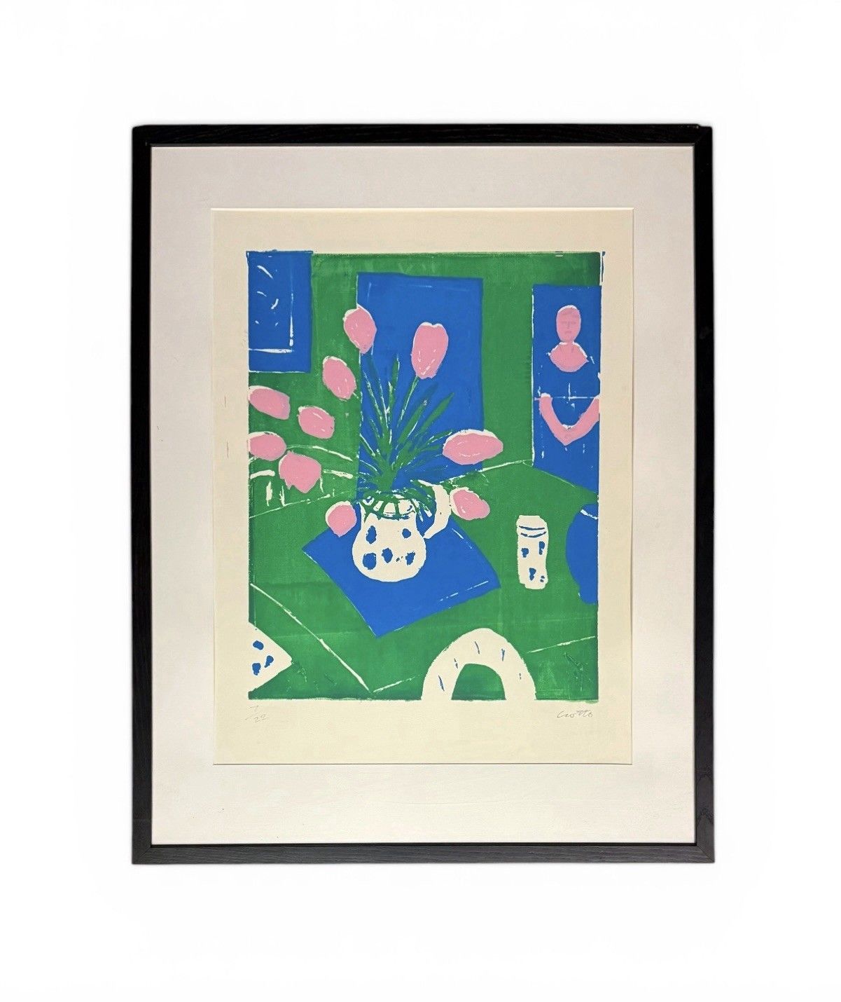 Pink Tulips, Screenprint By Paul Crotto (1922 2016) Limited Edition, 7/22 C.1970 photo for sale