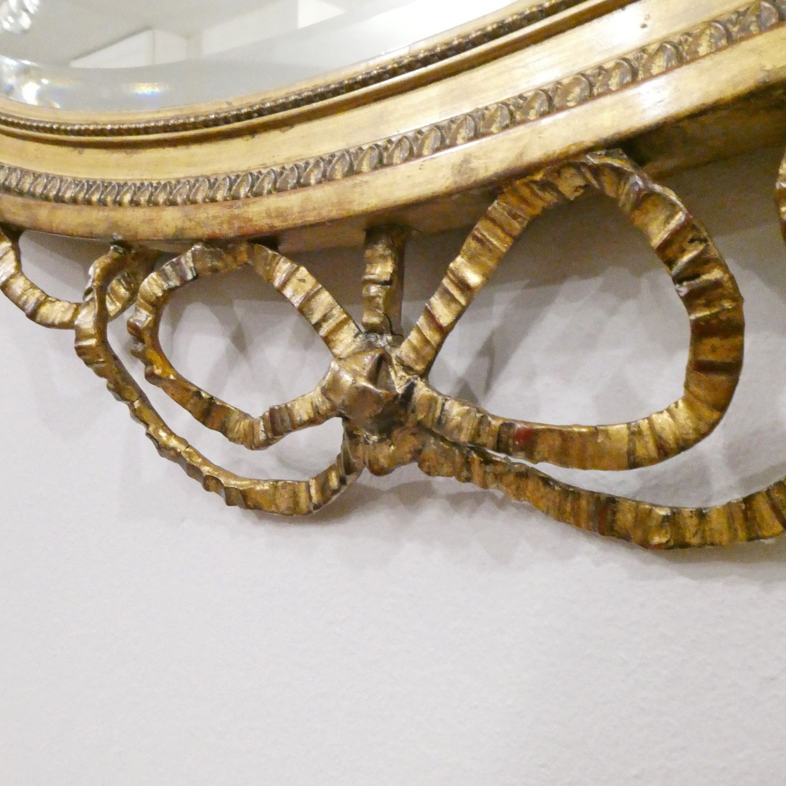 photo for sale Edwardian Adam Style Giltwood Oval Wall Mirror