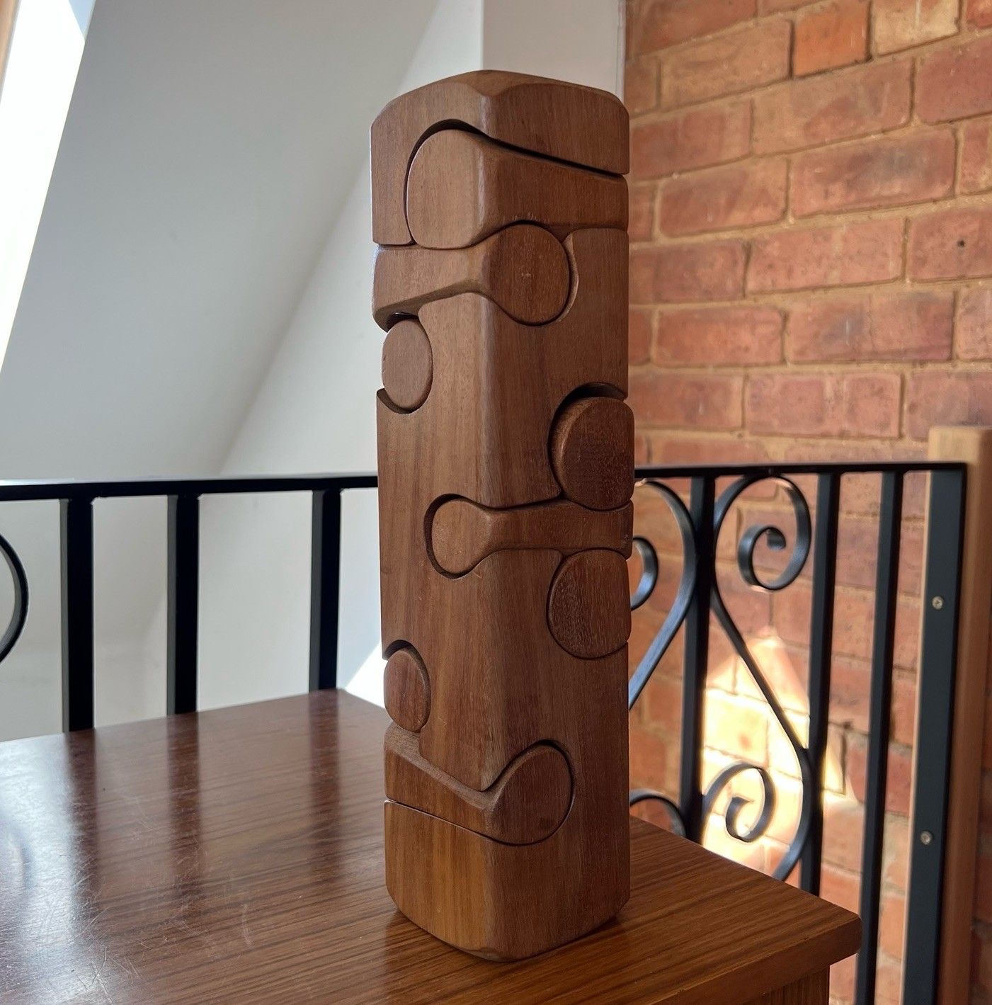 Brian Willsher Vintage Puzzle Sculpture Mahogany Mid Century Abstract Geometric