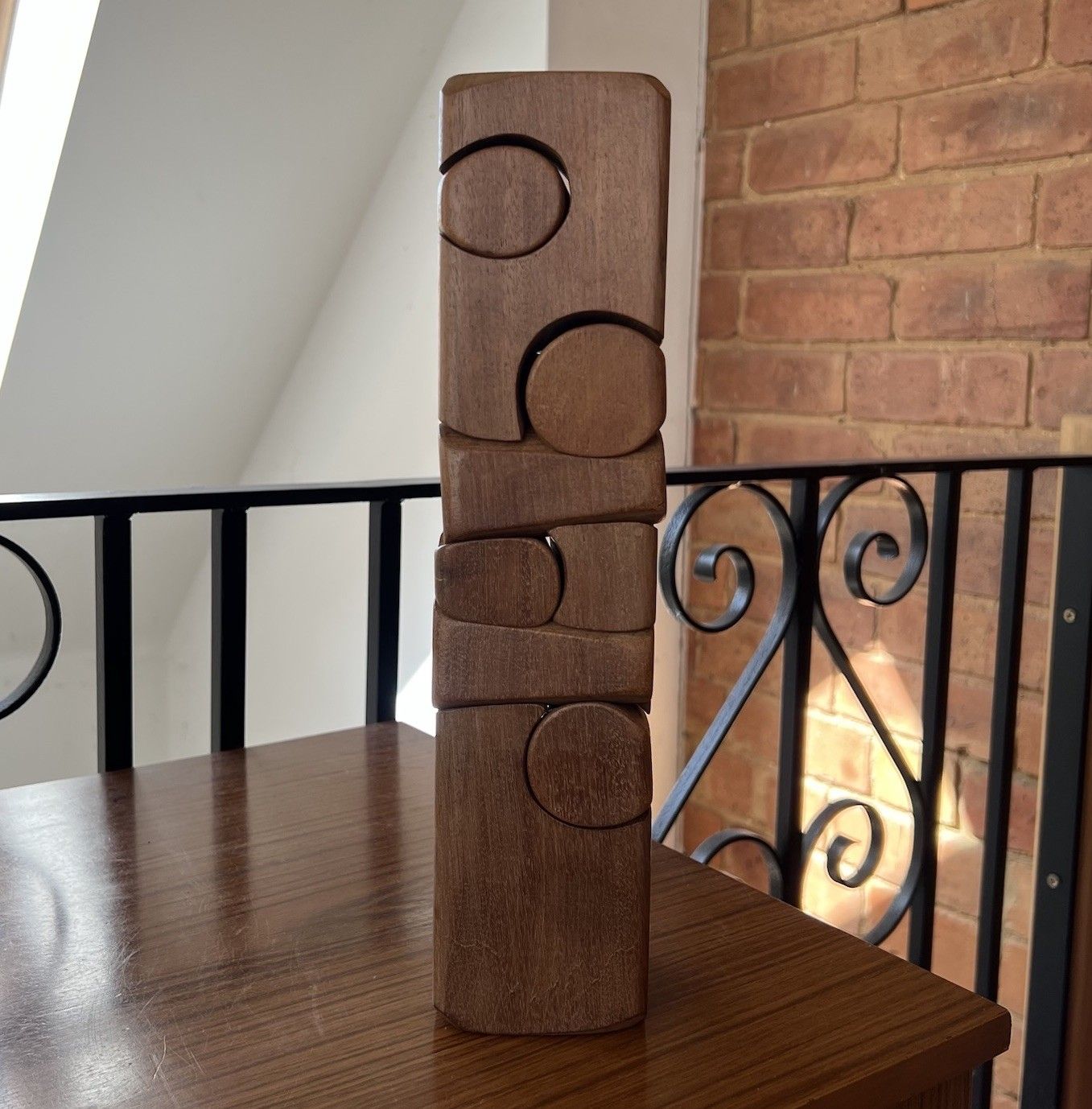 Brian Willsher Vintage Puzzle Sculpture Mahogany Mid Century Abstract Geometric photo buy