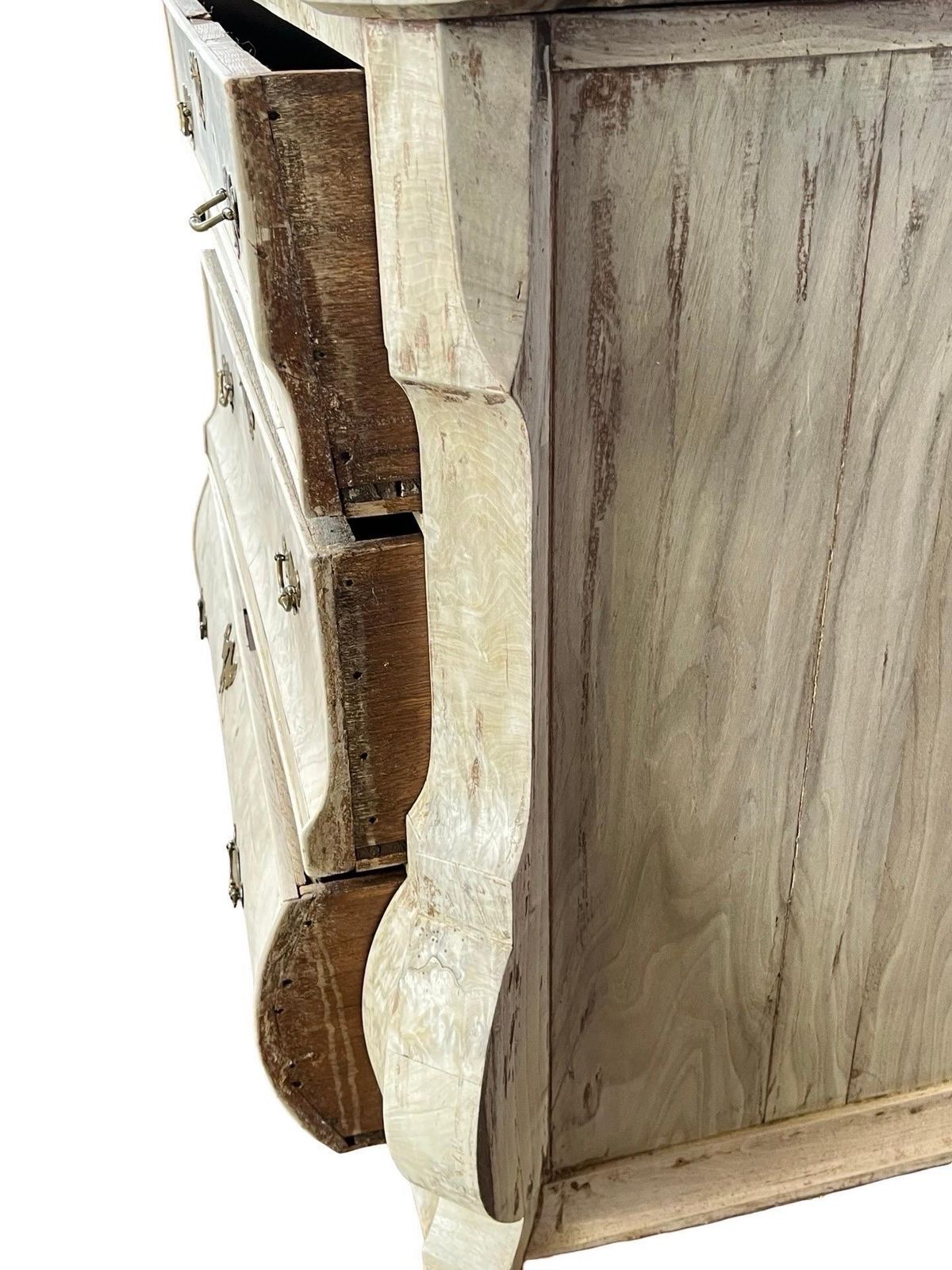Bleached Dutch Oak Bombay Chest Of Drawers With Walnut Burl Veneer, 1820s photo 2834.0