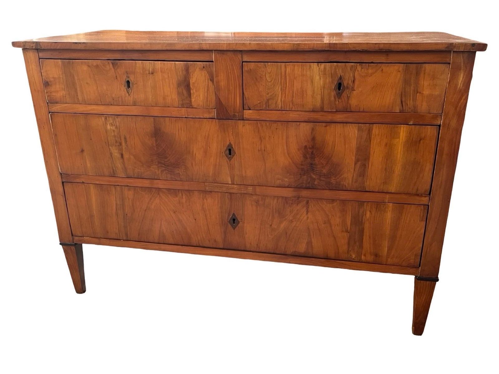 Antique Italian Neoclassical Cherry Commode With Veneer And Ebonized Trim photo for sale