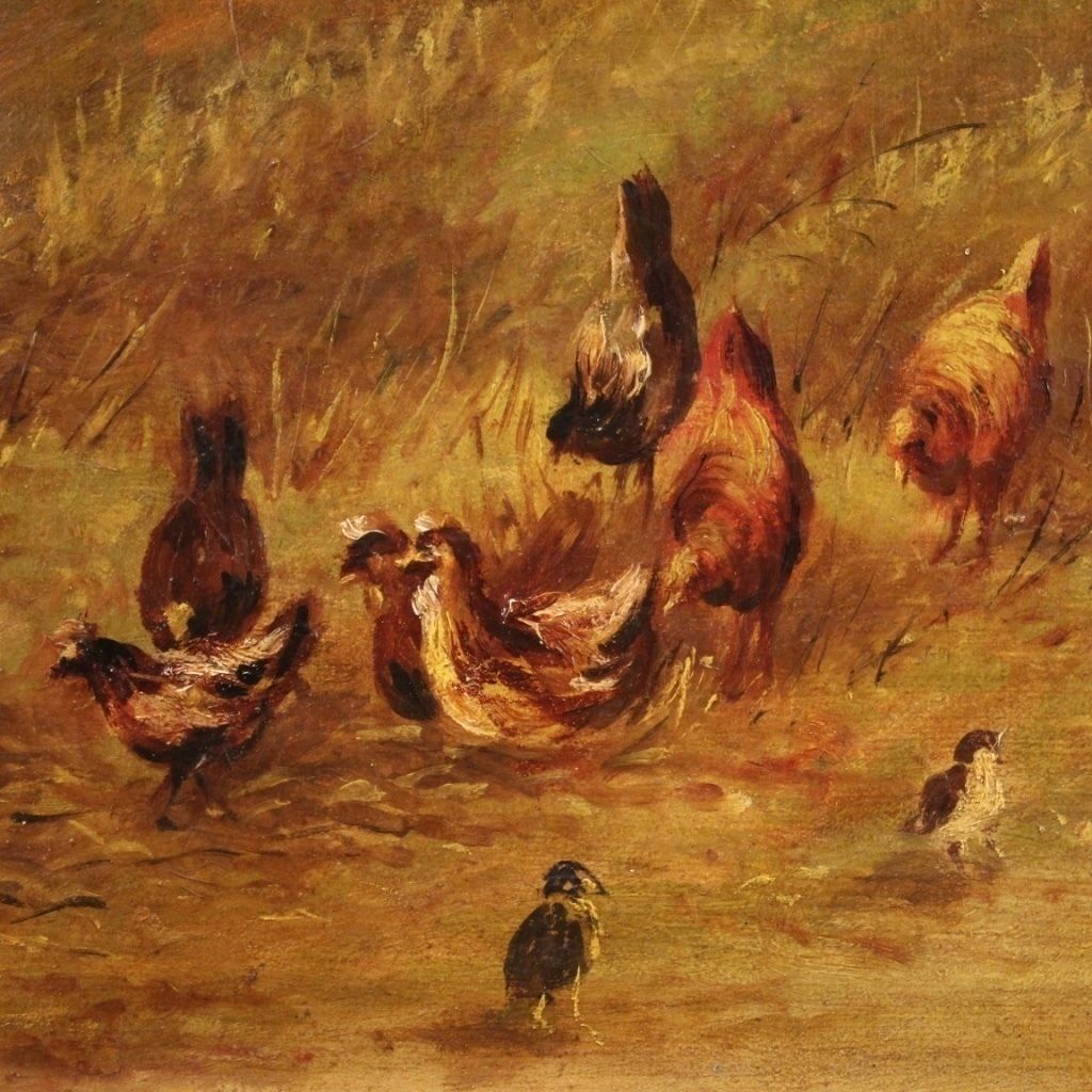 Peinture de paysage bucolique, milieu du XXe siècle photo vintage