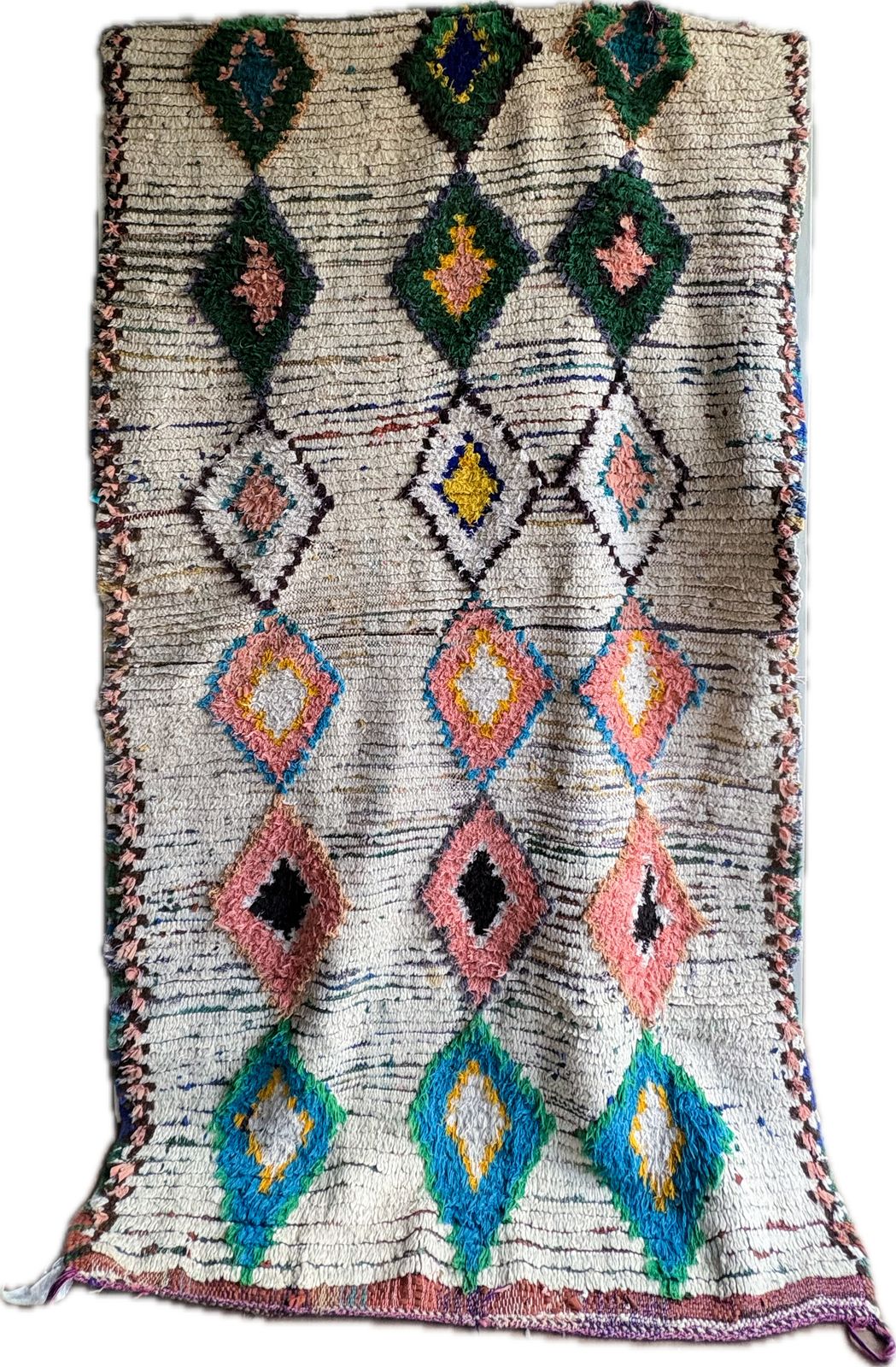 Authentic Vintage Moroccan Beni Berber Handwoven Wool Rug 236 Cm X 126 Cm
