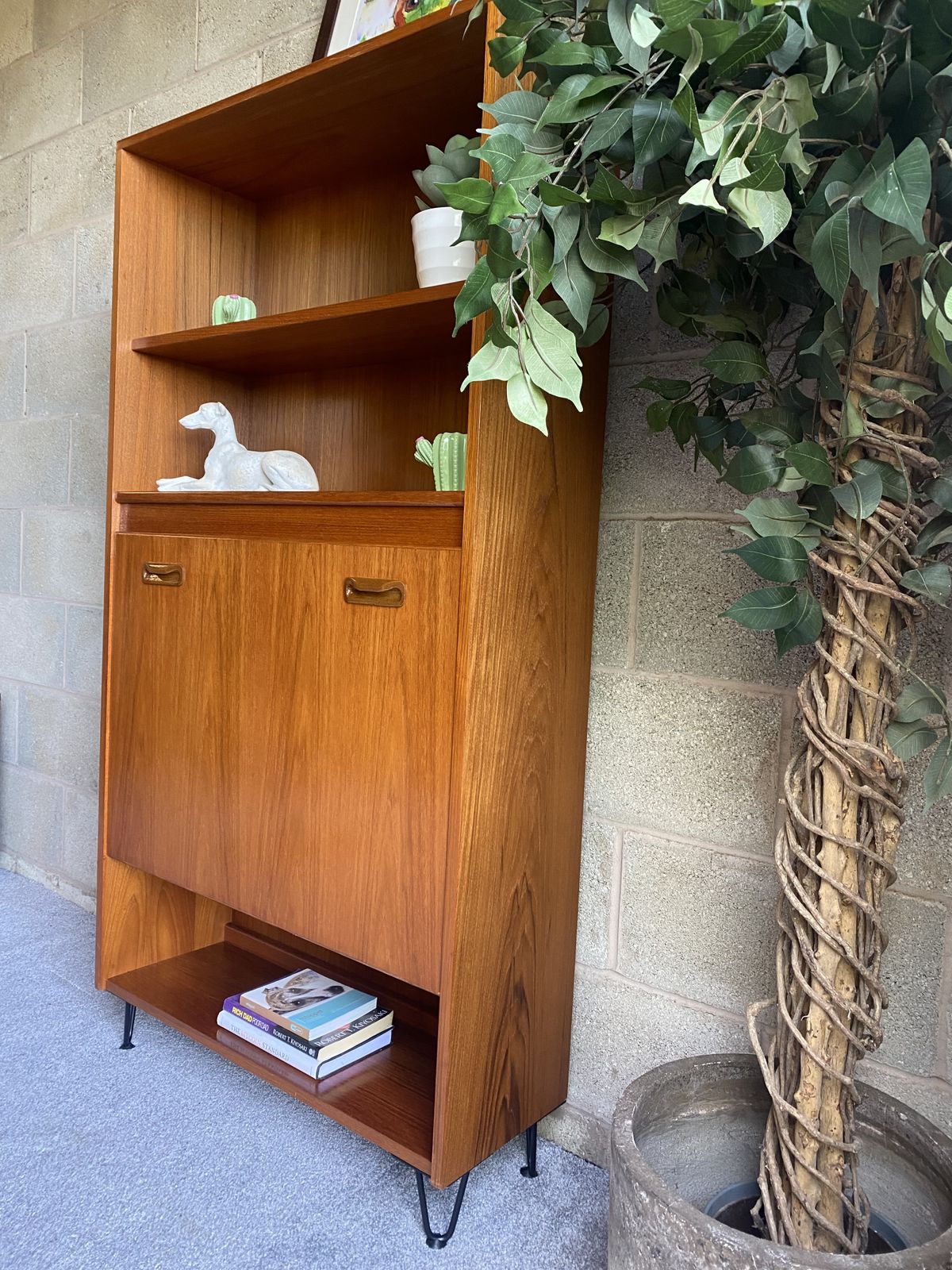 Vintage G Plan Bookcase Display Cabinet Teak Mid Century Hairpin Legs photo for sale