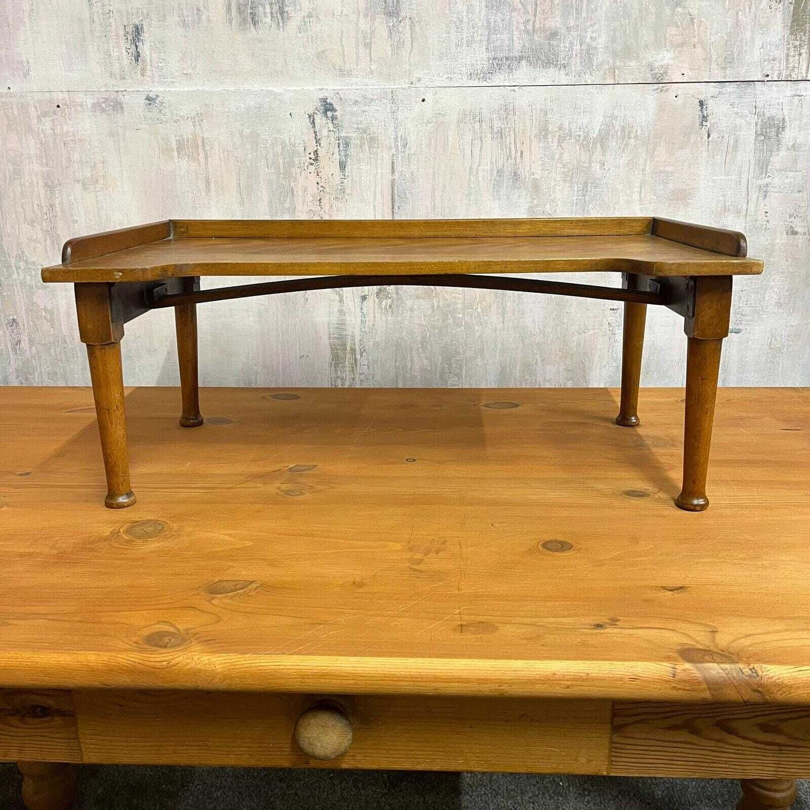 Antique Edwardian Beech Bed Tray Shaped Front Ball Feet photo furniture