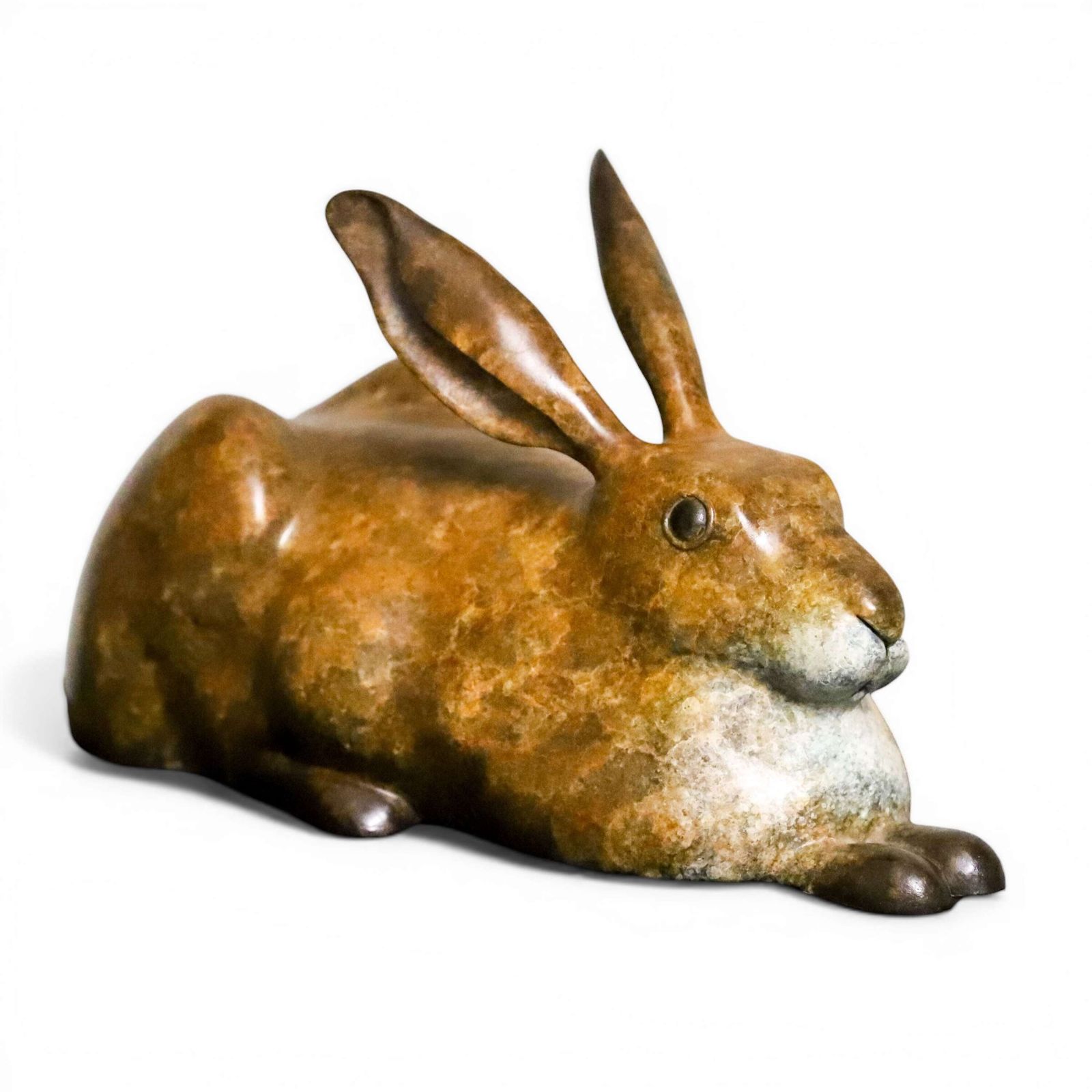 “Taking It Easy” – Bronze Rabbit By Richard J. Smith, Artist’s Copy, Lost‑Wax Cast
