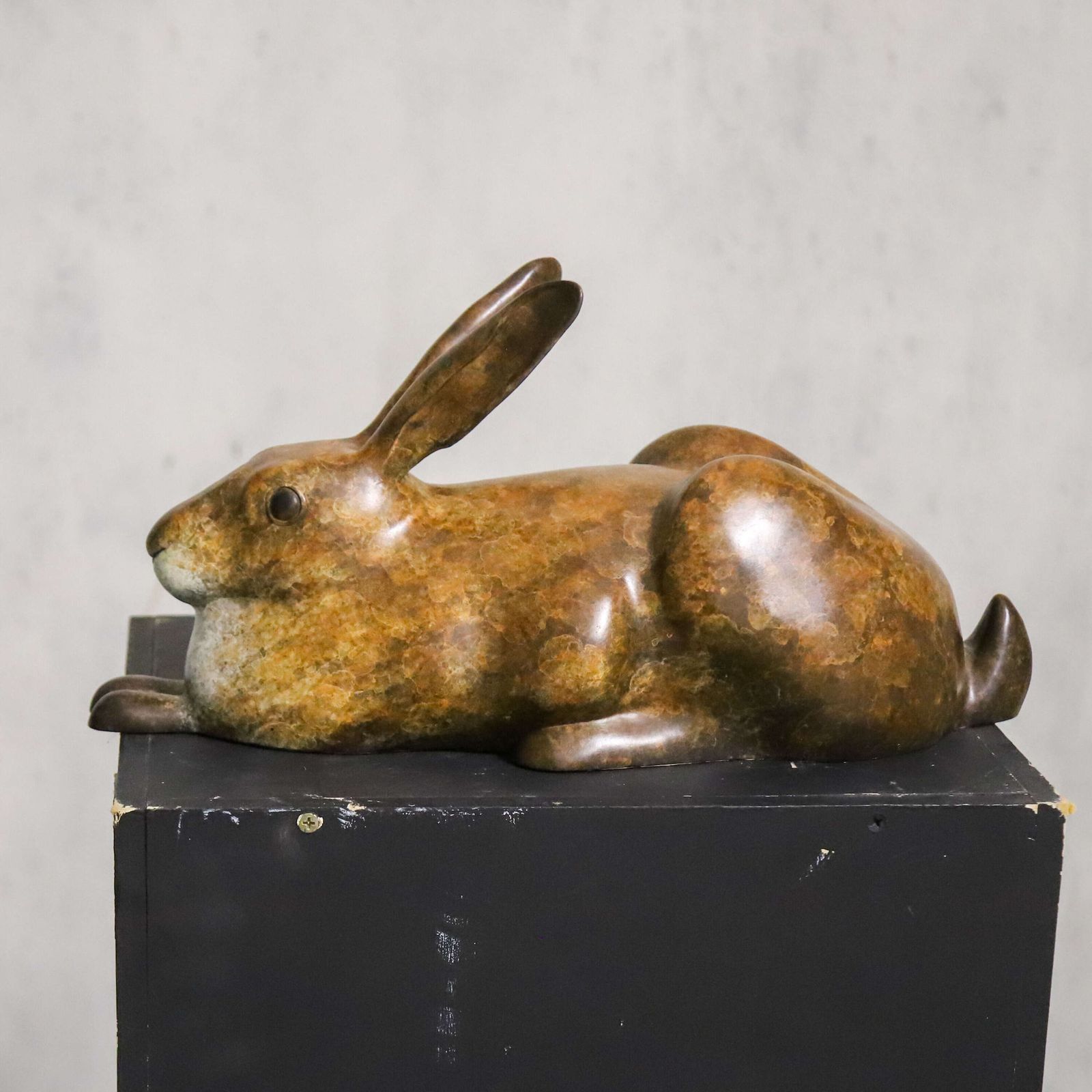 photo for sale “Taking It Easy” – Bronze Rabbit By Richard J. Smith, Artist’s Copy, Lost‑Wax Cast