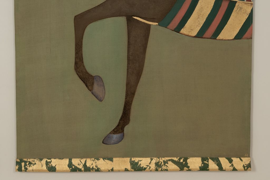 Painted Canvas Depicting A Brown Indian Horse In Profile. Contemporary. photo 2500.0