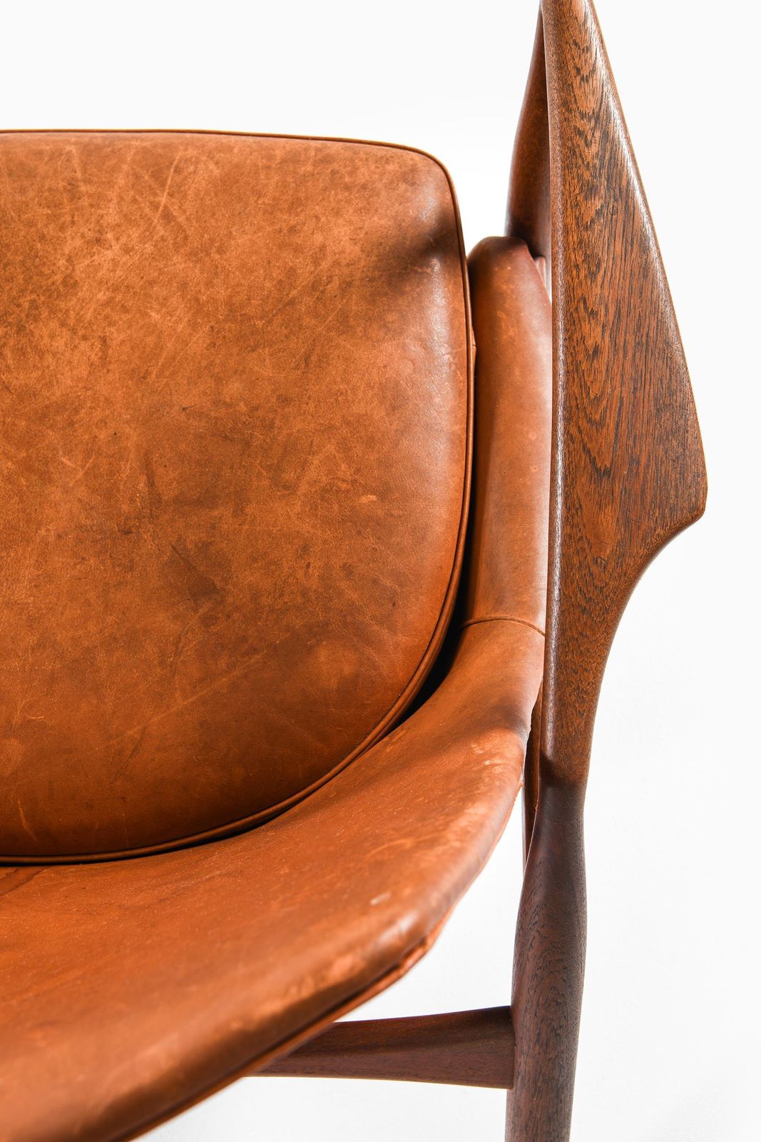 photo for sale Easy Chair In Leather And Teak By Ib Kofod Larsen, 1950s