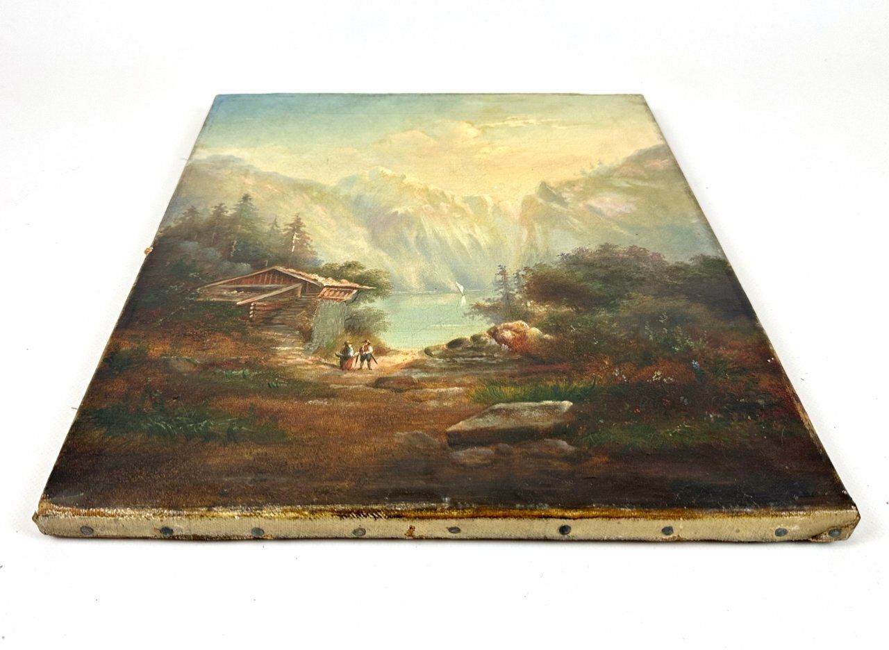 German School Artist, Mountain Landscape, Oil On Canvas, 19th Century photo furniture