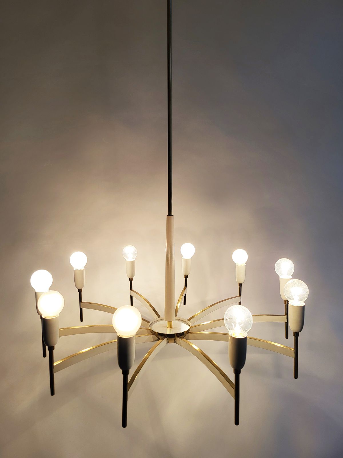 Modernist Austrian Brass Chandelier By Rupert Nikoll, 1950s photo Lighting