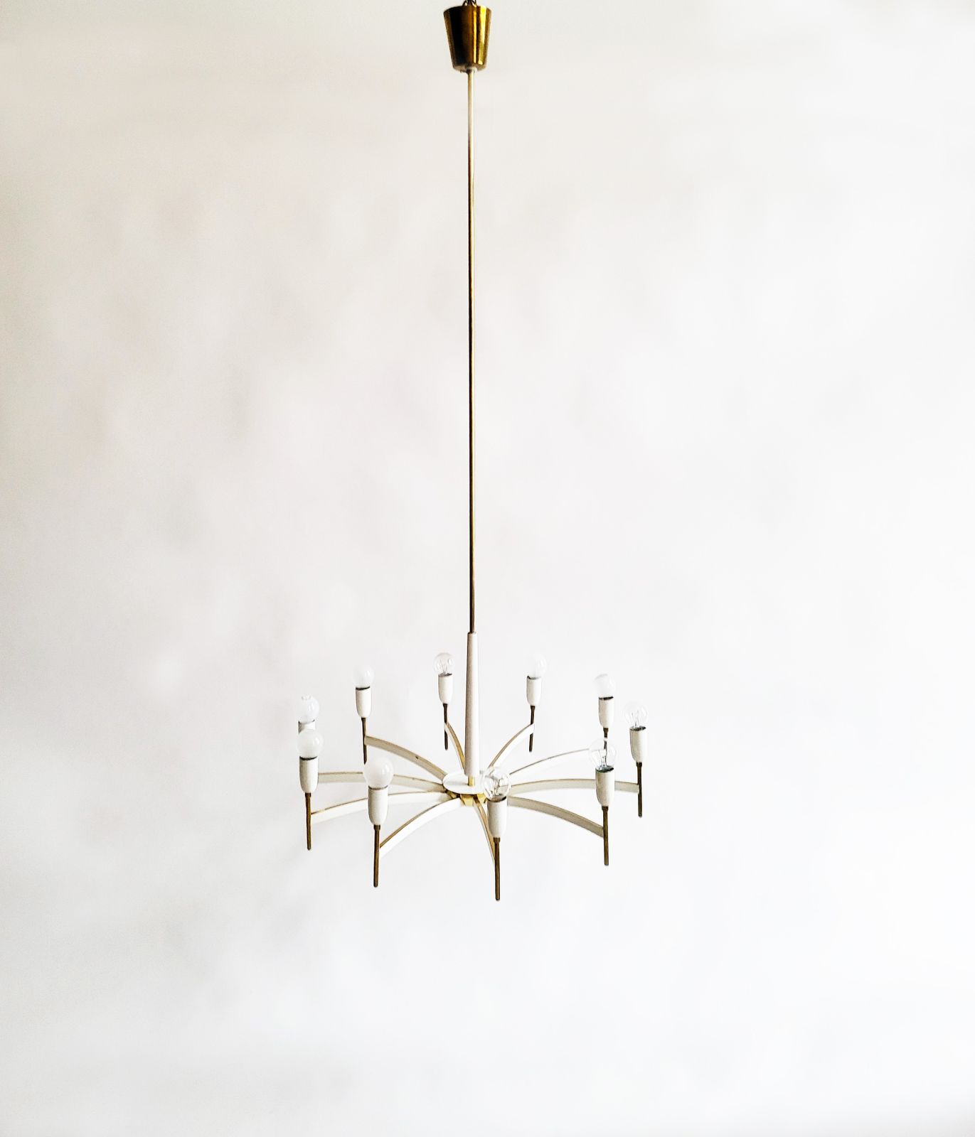 Modernist Austrian Brass Chandelier By Rupert Nikoll, 1950s photo furniture