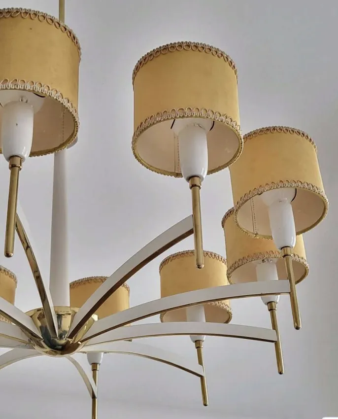 Modernist Austrian Brass Chandelier By Rupert Nikoll, 1950s photo buy