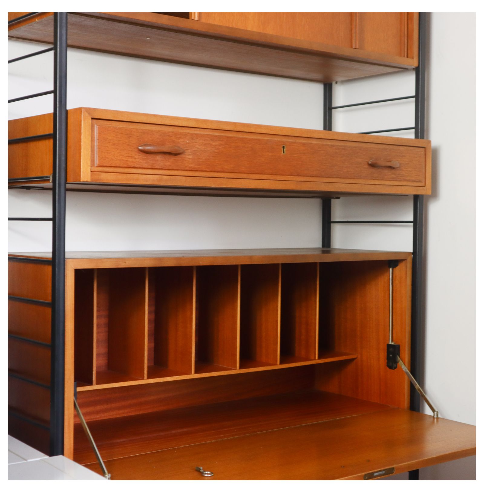 Staples Ladderax Modular Teak Shelving — 1960's 2 Bay Unit photo 1750.0