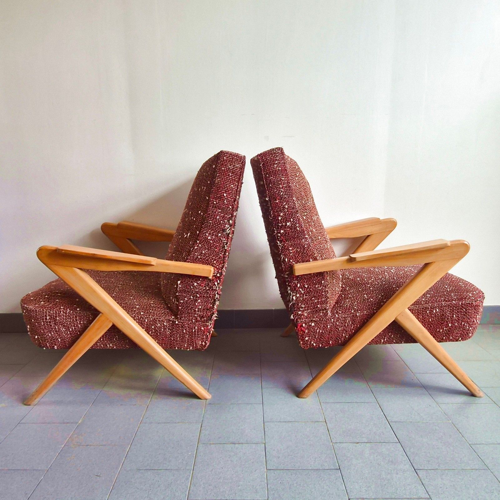 photo buy Pair Of Vintage 1950 Feet Compass Signs Erton 50s Rockabilly Zazou Armchairs