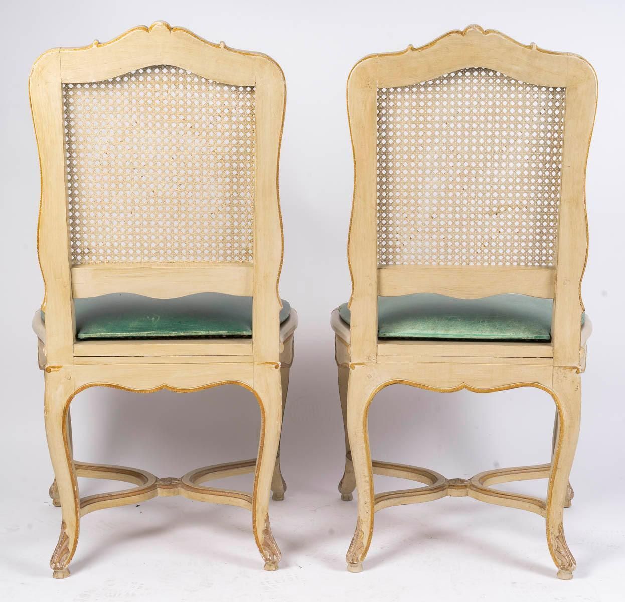 Set Of 6 Carved And Lacquered Wooden Chairs In The Louis XV Style, 20th Century. photo 4068.0
