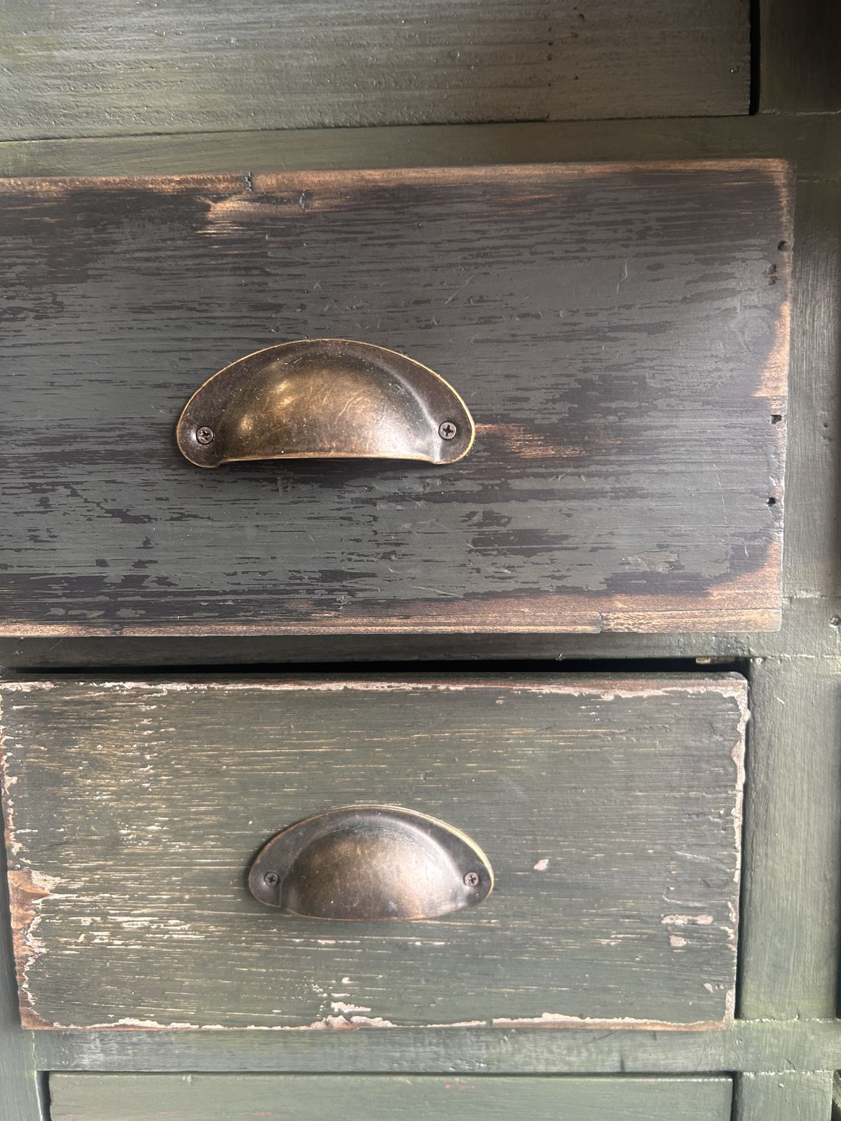 Forest Fire Cabinet | Tall Apothecary Drawers In Layered Green Finish photo 895.0
