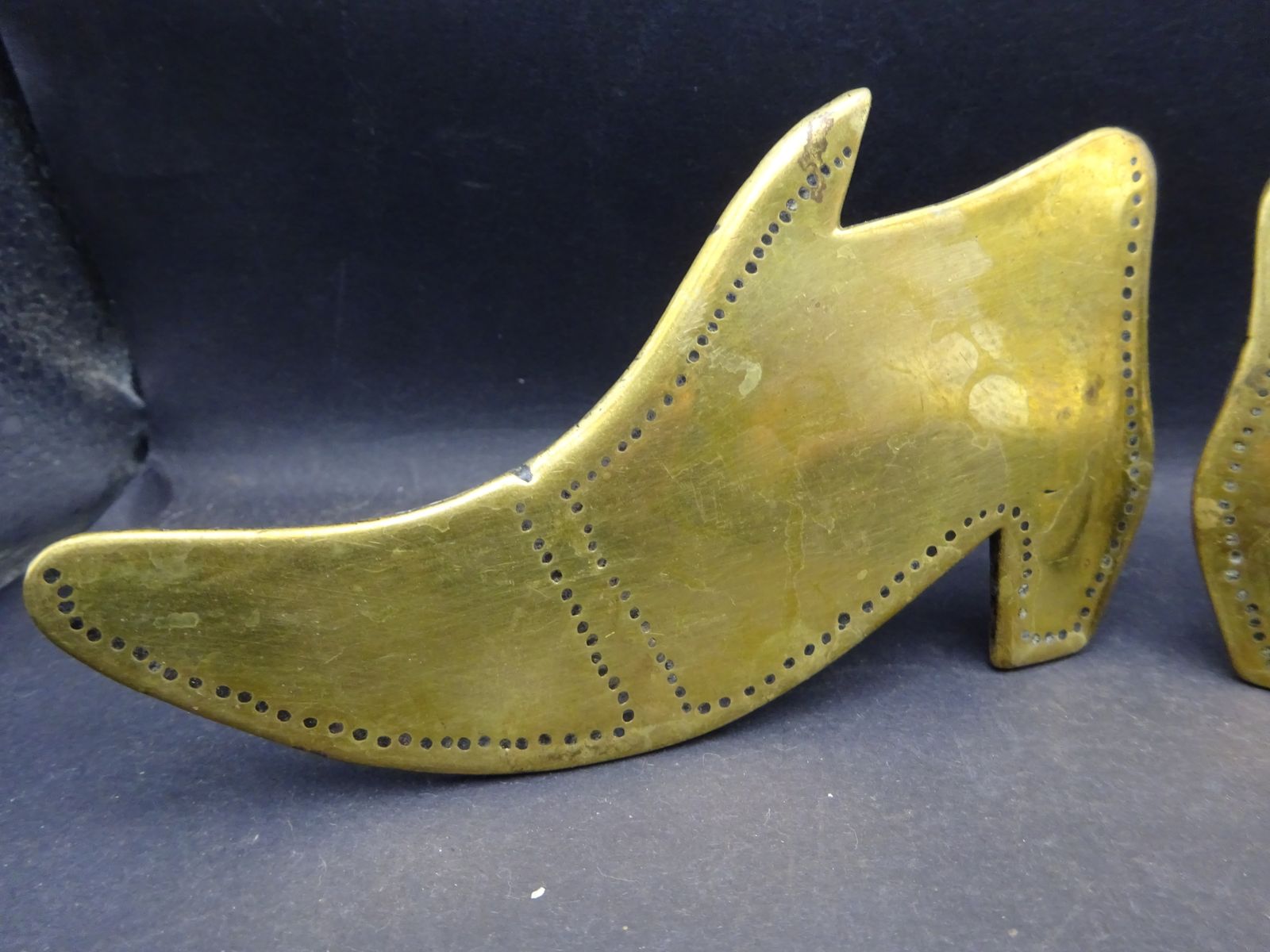 photo furniture Pair Of Victorian Brass Mantel Fireside Boot, Good Luck
