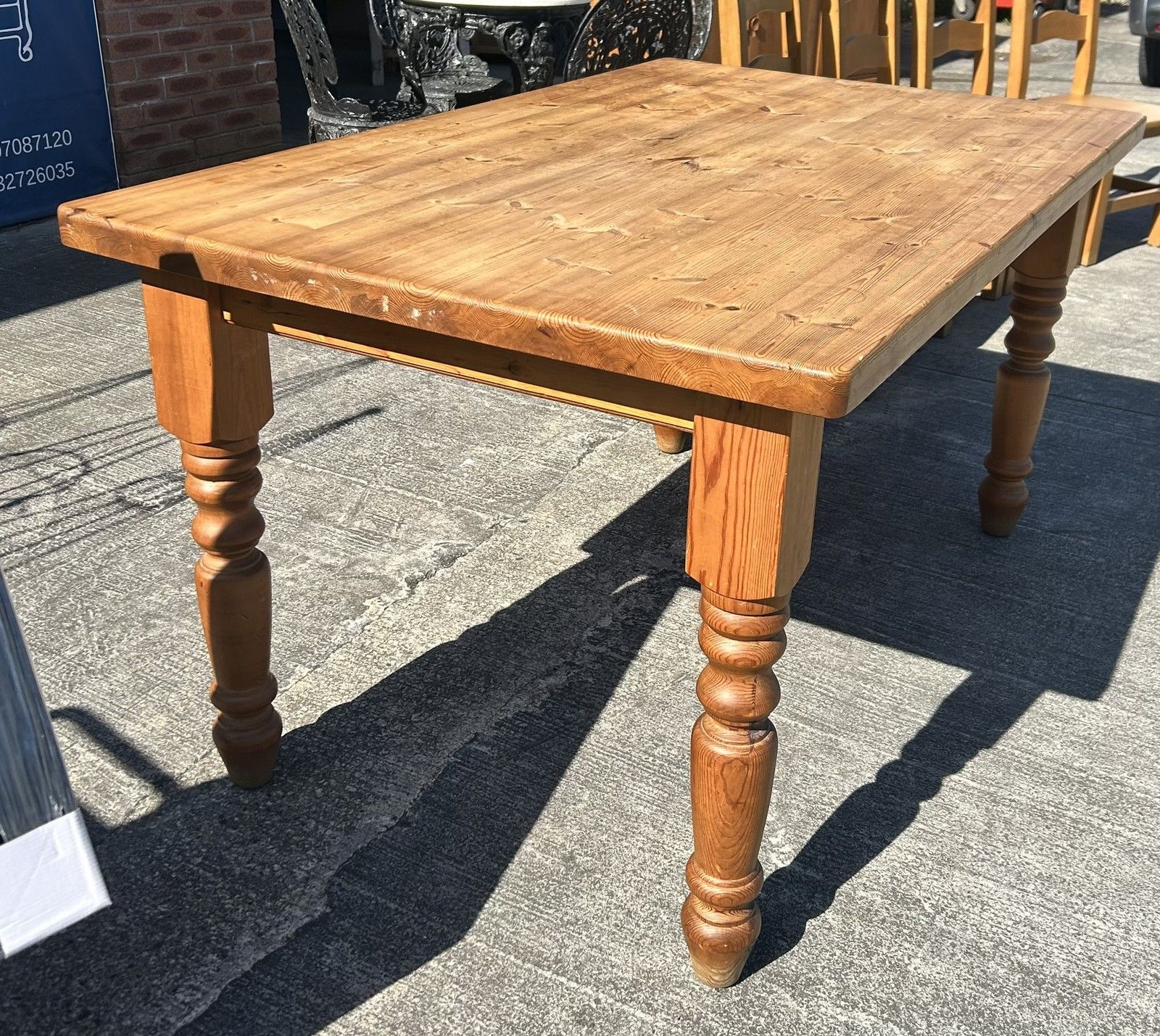 Vintage Waxed Pine French Style Farmhouse Dining Table 150cm X 91cm photo vinterior