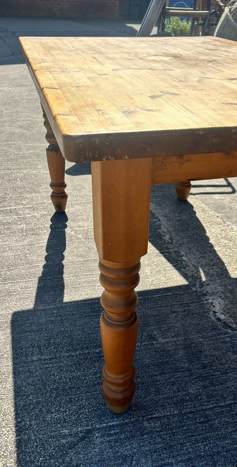 Vintage Waxed Pine French Style Farmhouse Dining Table 150cm X 91cm photo vintage