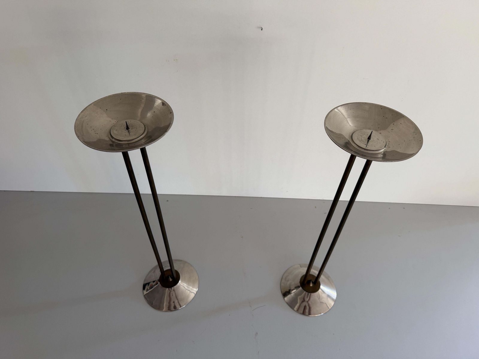 Metal And Brass Pair Of Floor Candleholders, 1960s, Germany photo furniture