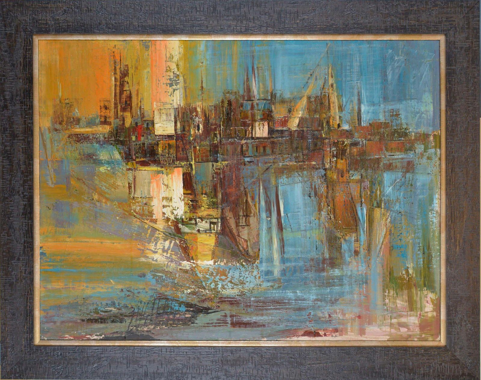 Reinis Zusters Port Of Sidney. 60'ies. By Reinis Zusters. Oil On Canvas. 75x100 Cm. Signed 2012 photo furniture