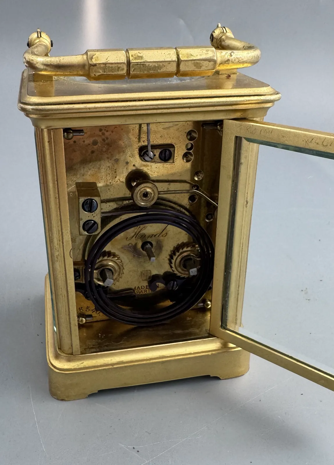 photo for sale French Brass Cased Carriage Clock By Henri Jacot, Paris, Striking