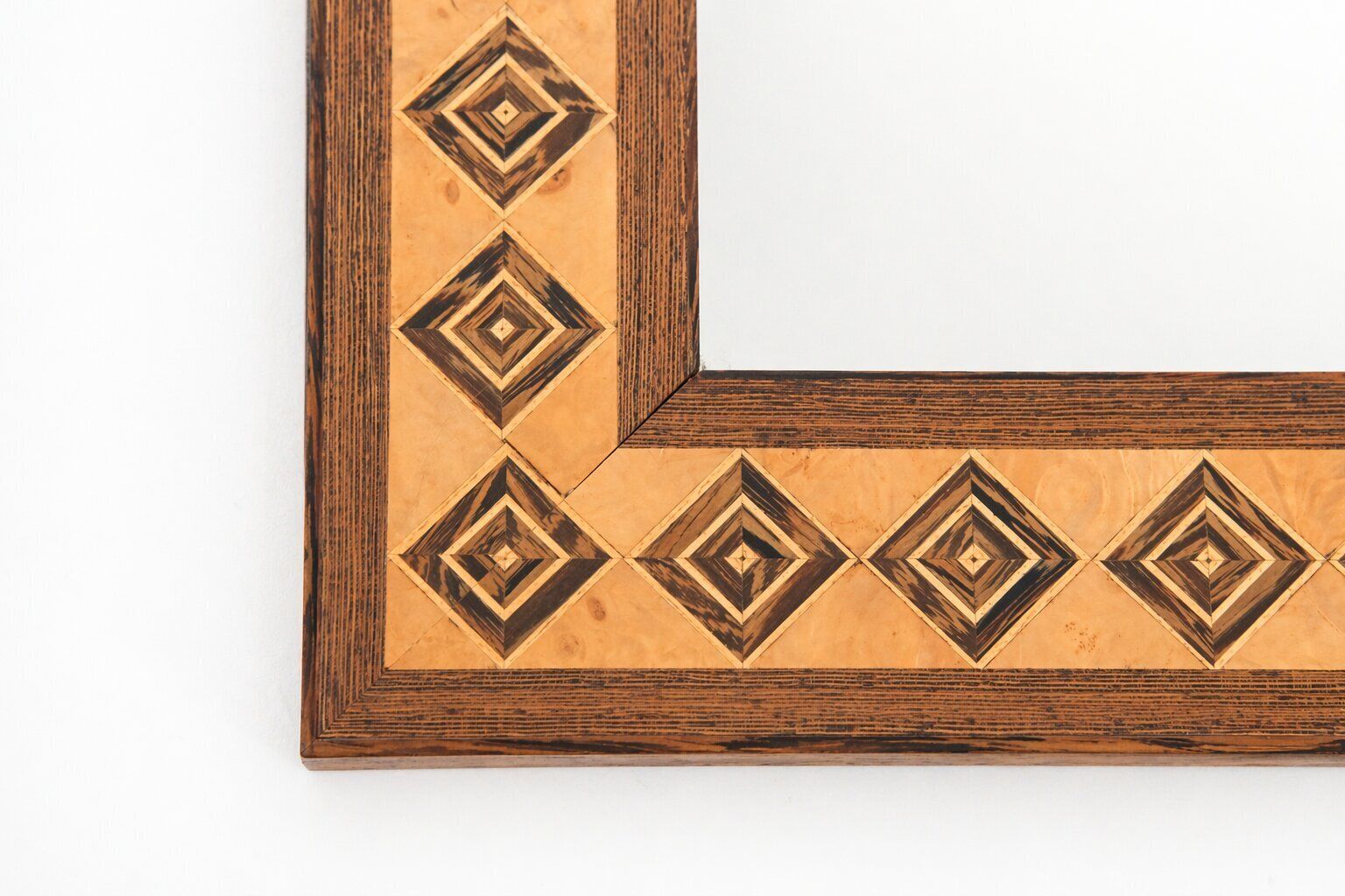 20th Century Rectangular Geometric Brown Wood Marquetry Mirror By Pio Zanotti, Italian Design photo 1000.0