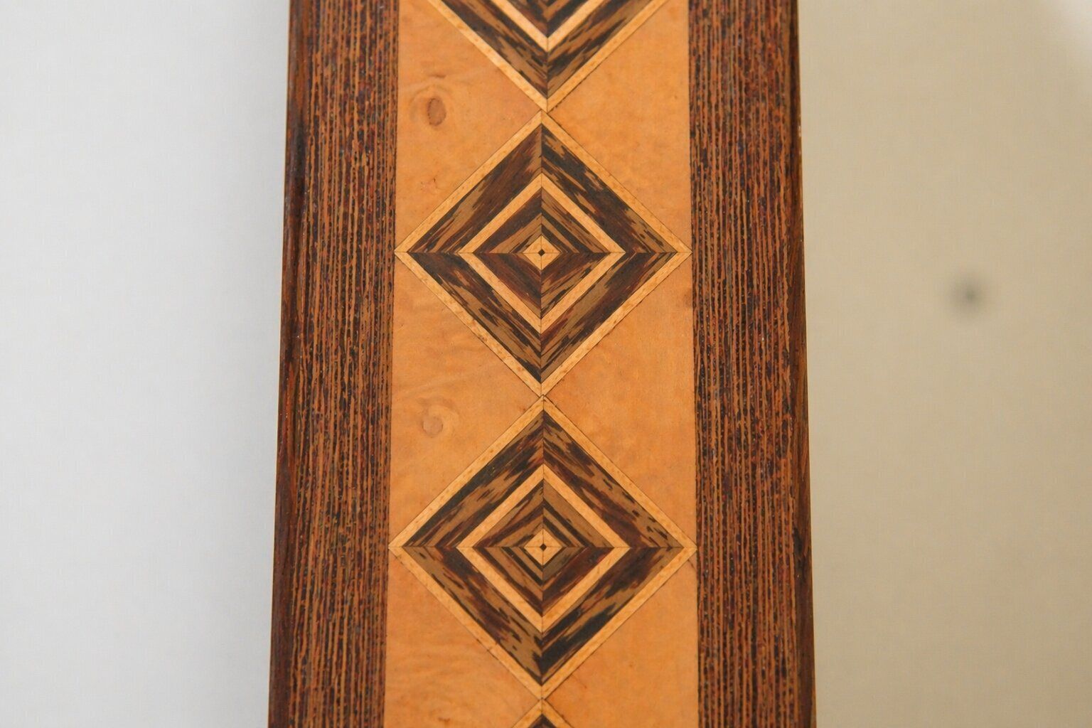photo for sale 20th Century Rectangular Geometric Brown Wood Marquetry Mirror By Pio Zanotti, Italian Design