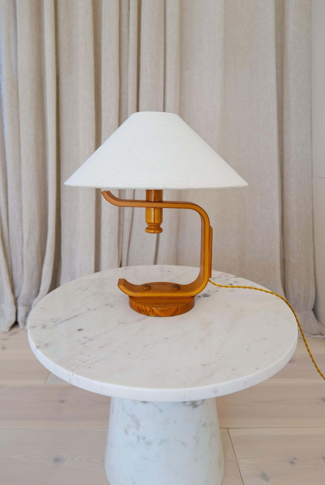Mid Century Modern Hans Agne Jakobsson Sculptural Table Lamp In Pine, 1970s photo for sale