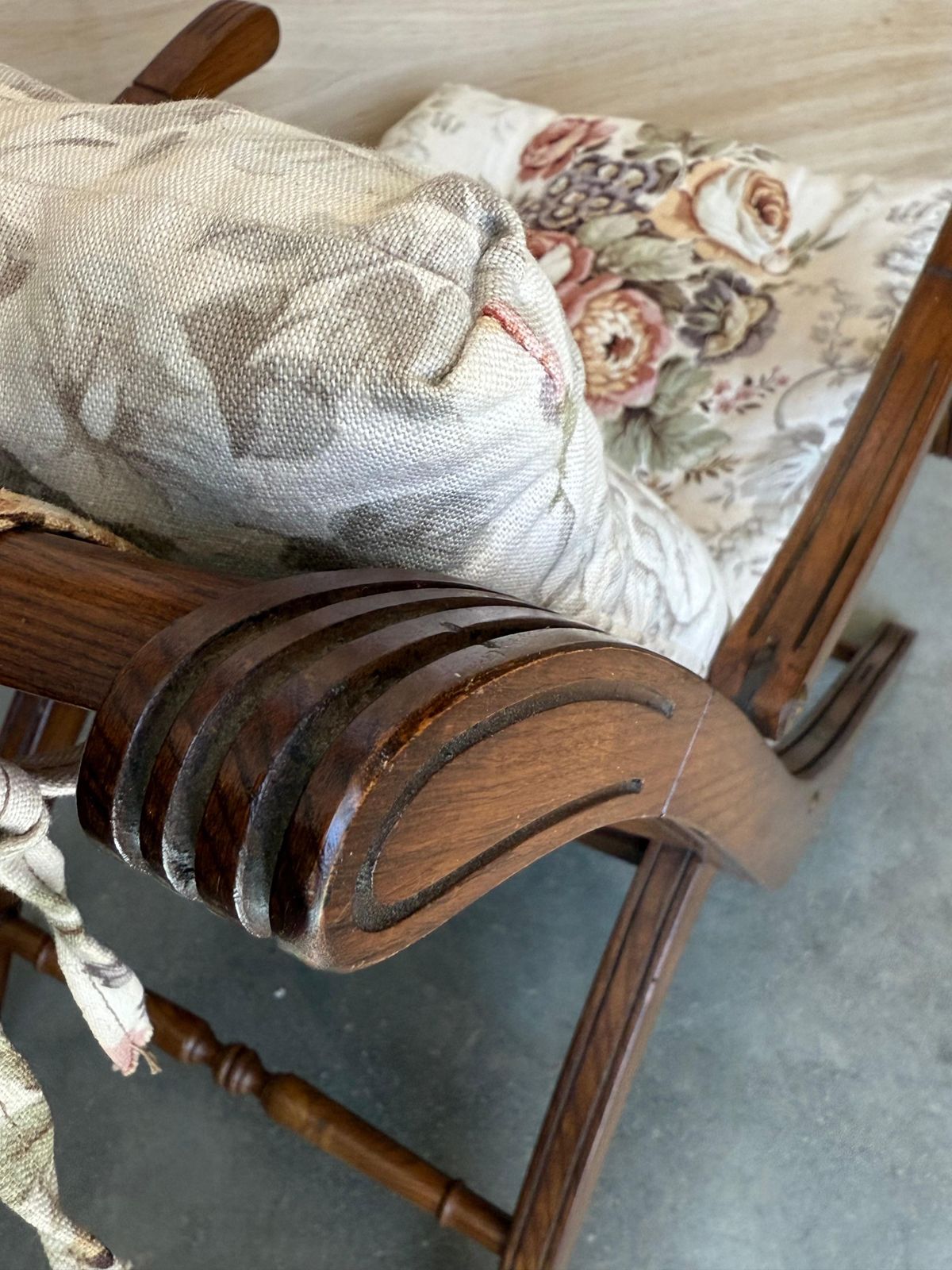 Furniture 1930s French Wooden Folding Armchair With Upholstered Cushions photo