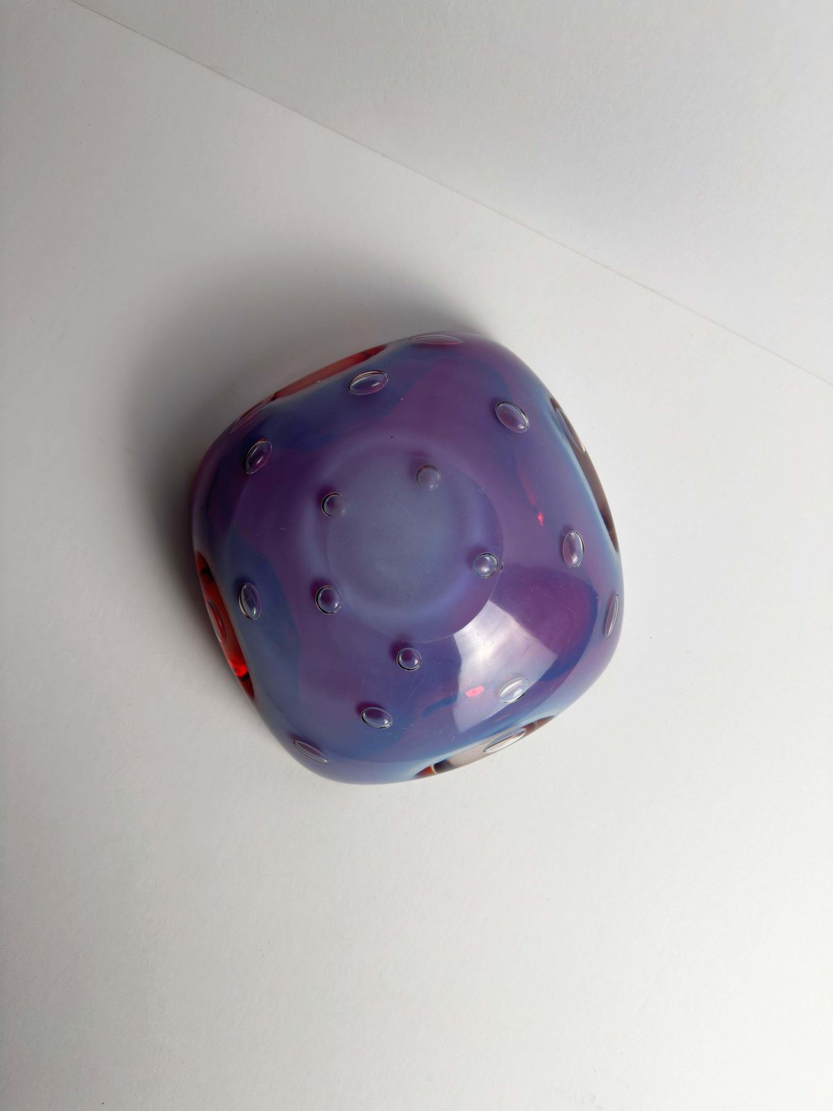 Murano Sommerso Glass Bowl By Alfredo Barbini, Ruby Red And Alabastro photo vintage