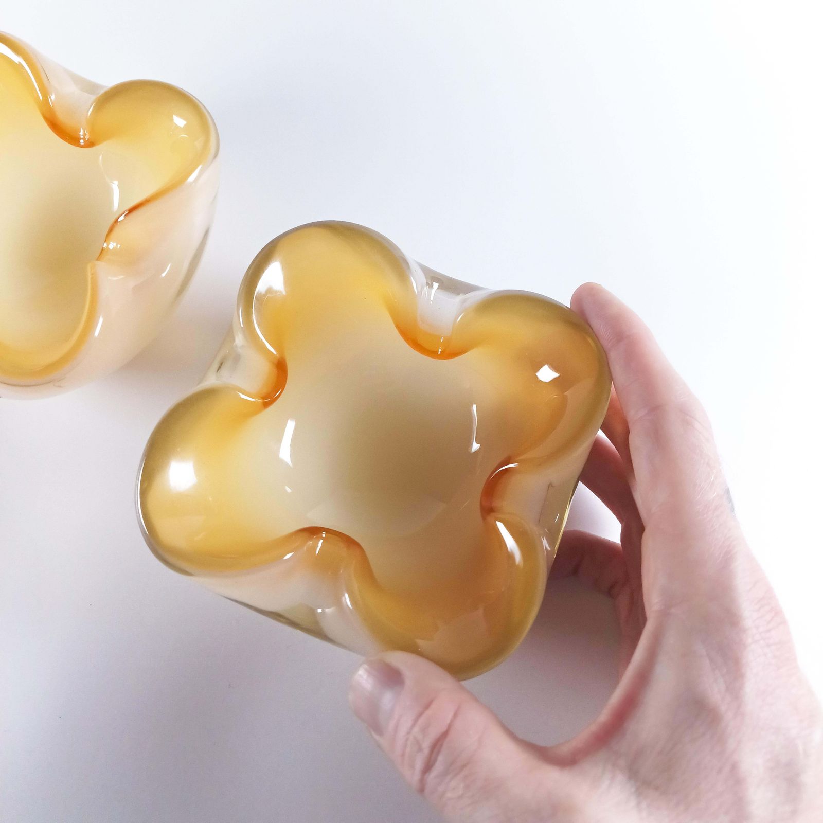 Pair Of Mid Century Murano Sommerso Glass Bowls Attributed To Archimede Seguso photo vinterior